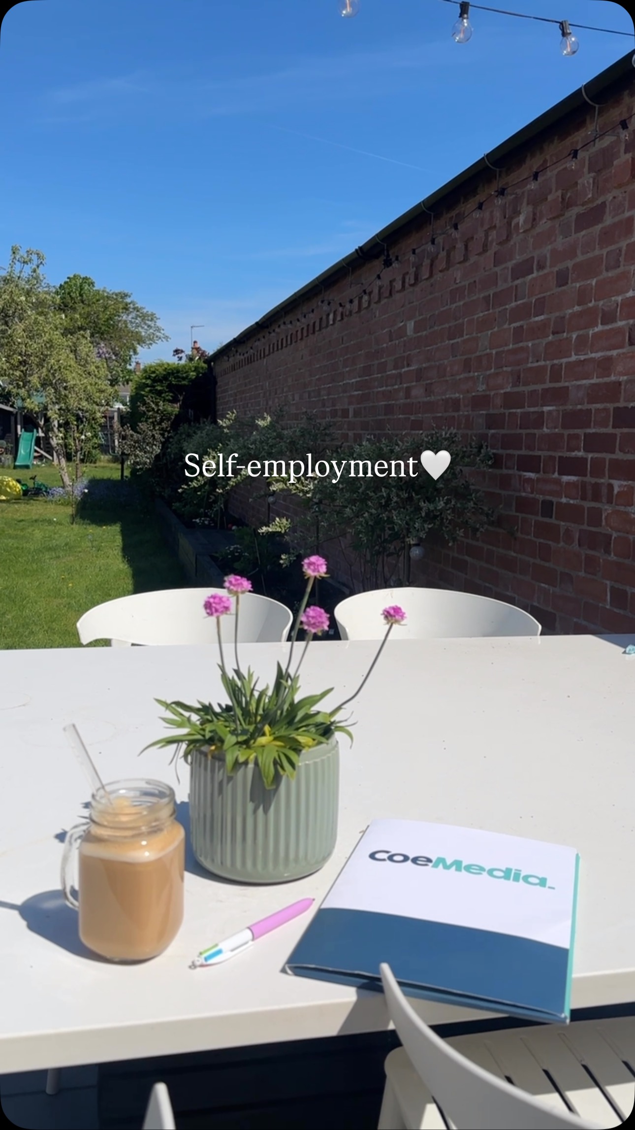 Working all the hours but on your own terms 🤍☀️☕️