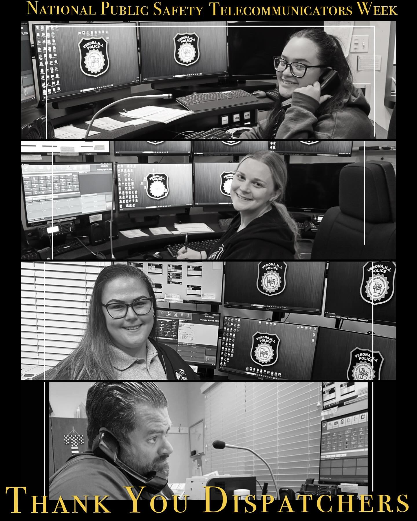 Happy National Public Safety Telecommunicators Week!
This week, we honor the voices behind the scenes — our dedicated dispatchers who are always there when you call. The Verona Police Department is incredibly grateful for the professionalism, calm, and care they bring to every shift.
A special thank you to our team:
• Dispatcher Pineda – A-Squad Day Shift
• Dispatcher Conlon – B-Squad Midnight Shift
• Dispatcher Scheerer – C-Squad Day Shift
• Dispatcher Santulli – D-Squad Midnight Shift
And to our amazing per diem dispatchers:
Tina Patmos, Heather Dorsey, Connor McCann, Ed Conlon, Anthony Longo, and Rose Larsen – thank you for stepping in whenever we need you.
Your commitment makes a difference every single day.
#NationalPublicSafetyTelecommunicatorsWeek #VeronaPD #VPD #VeronaPolice #911 #Dispatchers #ThankYou
