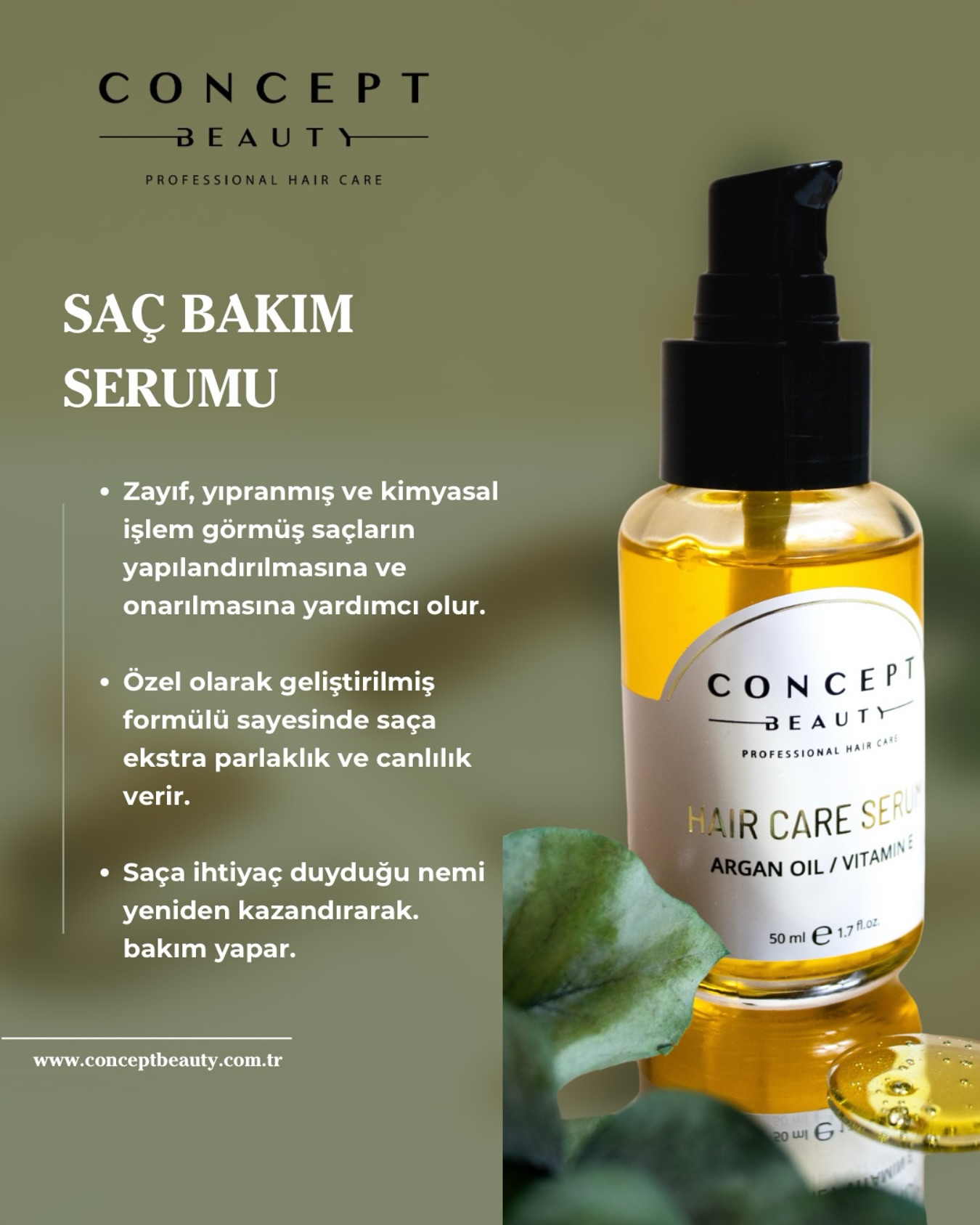 Yıpranmış saçlar için kurtarıcı bakım! 💁♀️✨ Isı, boya ve kimyasalların saçına verdiği zararı Concept Beauty Saç Bakım Serumu ile onar..
Argan Yağı ve E Vitamini içeren güçlü formülüyle;
🌿 Saçına ipeksi yumuşaklık ve parlaklık kazandırır.
🌿 Nem kaybını giderir, canlılık verir.
🌿 Kırılmaları azaltır, saç tellerini güçlendirir.
Her yıkamadan sonra birkaç damla yeter…
Satın almak için:
🌎 www.conceptbeauty.com.tr
#conceptbeauty #saçbakımı #saçserumu #serum #arganyağı #evitamini #yıpranmışsaçlar #haircare #doğalsaçbakımı #saçbakımrutini #bakım #güzellik