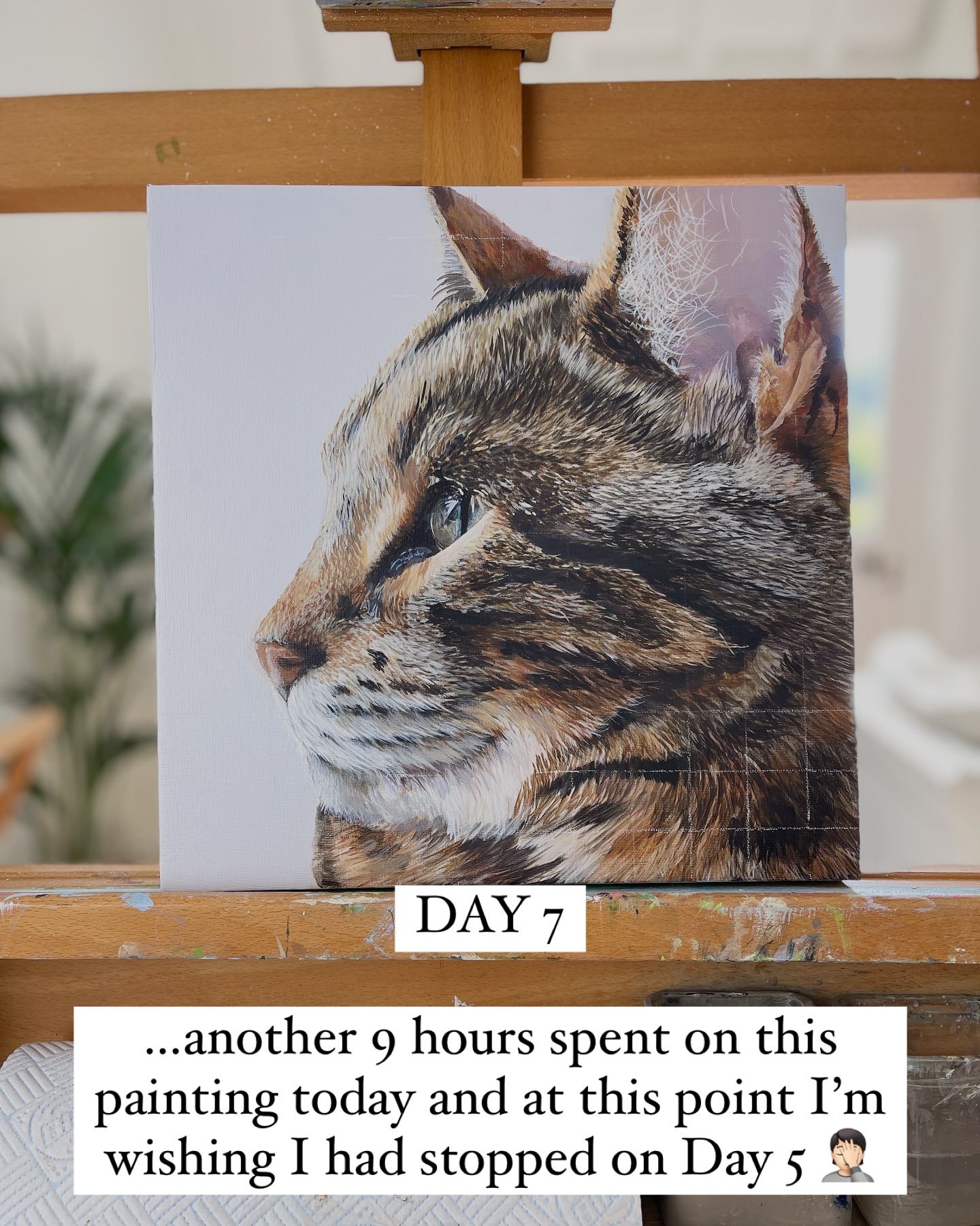 This is why I don’t usually post work in progress photos…. The frustrating stage in the middle before it (hopefully) comes together.
#workinprogress #workinprogressart #acryliconcanvas #catportrait #catportraitsofinstagram #bengalcatsofinstagram #wiltshireartists #cotswoldartist #cotswolds