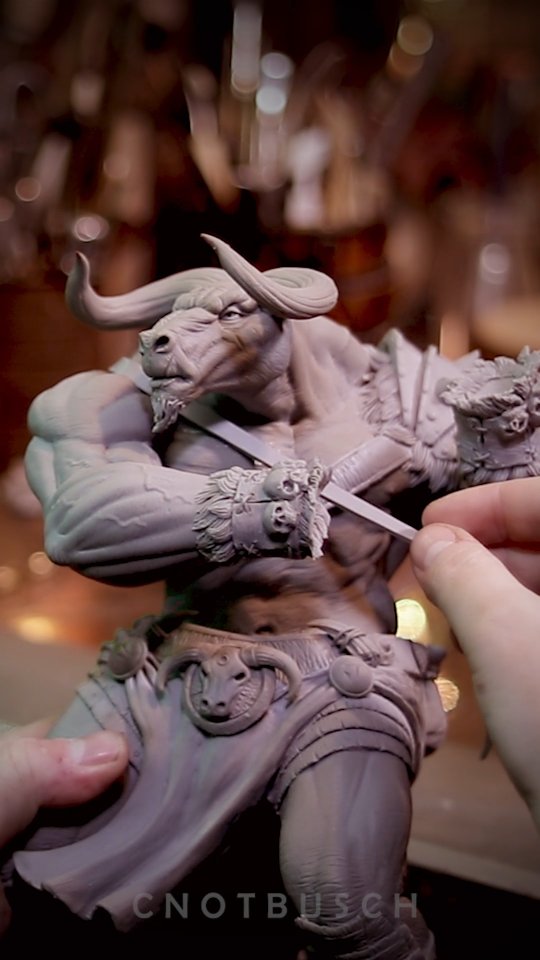 The Minotaur is almost done, in this video I’m sculpting another leather belt across the chest and adding some dreadlocks. I made two little clay texture plates to create those details. Next up is the tail and the base, and then this piece will be ready for some color!
All clips are from my live streams where I share the full creative process in real time. Catch me now live on Twitch: TWITCH.TV/CNOTBUSCH or find everything else at linktr.ee/cnotbusch
Main Materials:
Cosclay, Medium Firm
Cosclay C2 Clearbond
@cosclayusa
#dnd #clay #polymerclay #sculpting #minotaur #characterdesign #dungeonsanddragons #sculpture #clayart
