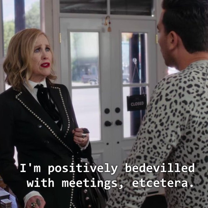 When my husband asks if my first day back after Easter is going to be busy:
"I'm booked up, David. I'm positively bedevilled with meetings, etcetera."
Now back at my desk, fuelled by coffee and firing off emails like nobody's business. 💻☕🔥