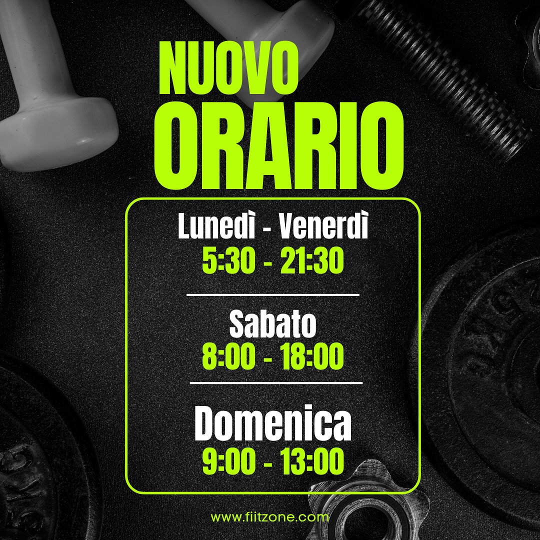 Nuovi orari di apertura!
Abbiamo ascoltato le vostre richieste e siamo felici di annunciare due super novità:
⏰ 1. Apertura anticipata nei giorni feriali:
Da ora apriamo alle 5:30 (anziché alle 6:00) – perfetto per chi ama allenarsi presto e iniziare la giornata con grinta!
✨ 2. Apertura domenicale:
Dal 27.04.2025 la palestra sarà aperta anche la domenica mattina, dalle 9:00 alle 13:00 – così non salti neanche un allenamento!
Più tempo, più energia, più spazio per i tuoi obiettivi!
Ti aspettiamo!
#NuoviOrari #PalestraAperta #WorkoutTime #EarlyWorkout #FitnessCommunity #SundayVibes #fiitzone #fiitzoneorarioapertura #fiitzonecentrofitness