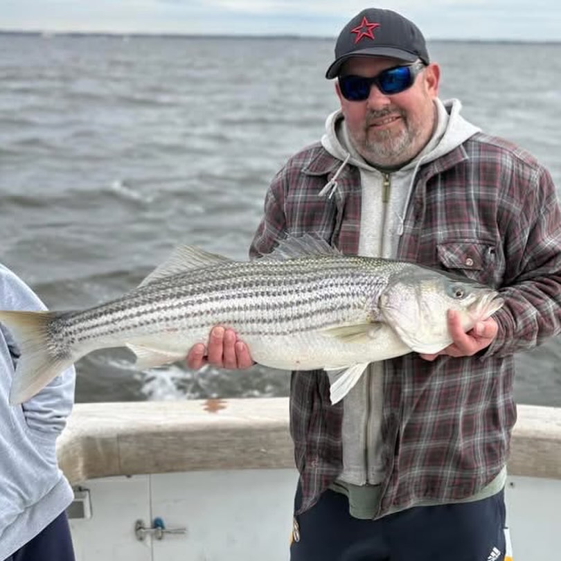 Had Cj out with the boys . Had some tough luck, pulling off fish when hooked up, n short biting . Managed to catch a few. Thanks boys for fishing hard.#sidejobcharters #stripers #striperfishing #lockwoodsmarina #raritanbayfishing #njfishing #bogansrods #reelseat #pennfishing #ruthelsstackle