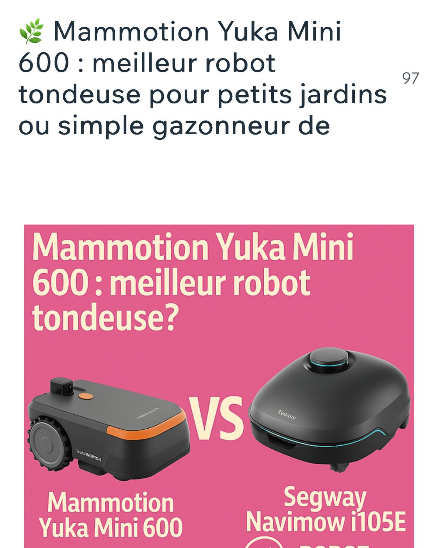 🌿 Mammotion Yuka Mini 600 : meilleur robot tondeuse pour petits jardins ou simple gazonneur de salon ?
Le Mammotion Yuka Mini 600 est-il le meilleur robot tondeuse pour petits jardins ? Test complet et drôle de Robot Vs Maman, avec comparatif face au Segway Navimow i105E. Promo, installation, tonte, verdict !
https://www.mamanvsrobot.com/post/mammotion-yuka-mini-600-meilleur-robot-tondeuse-pour-petits-jardins-ou-simple-gazonneur-de-salo