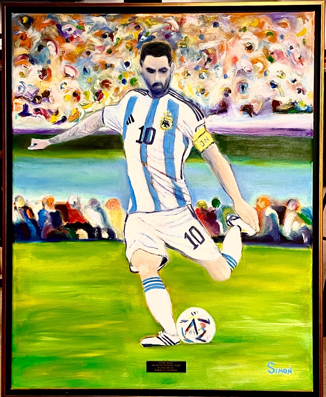 Presenting an oil painting of Lionel Messi. This is one of two oil painting’s on display at this Friday’s “Cocktails & Cleats” Annual Fundraiser for CCFC Academy. The event is at the new “Go-Forth Elite Performance Center” from 5:30-8:30.
The 18 x 24 framed painting is now in a live auction. All proceeds to benefit @carolinacorefc_academy
and their mission to break down financial barriers for young athletes to compete against the best in the country; fostering their skills and exposing them to unparalleled opportunities for growth and development.
The painting is created & donated to the CCFC Academy by Gary Simon ( @garysimonci )
Widely regarded as one of the greatest players of all time, Messi set numerous records for individual accolades wonthroughout his professional footballing career such as eight Ballon d’Or awards and eight times being named the world’s best player by FIFA. He is the most decorated player in the history of professional football having won 45 team trophies. He is a soccer inspiration.
Info on the event in photos.
A Clickable Link to auction site below & in my IG Bio:
https://fans.winwithdash.com/item/68011d8d51ca6e0007546341
⚽️🎨
#fundraiser #oilpaintings #soccer @carolinacorefc #highpointnc #messi @downtownhighpointnc #art