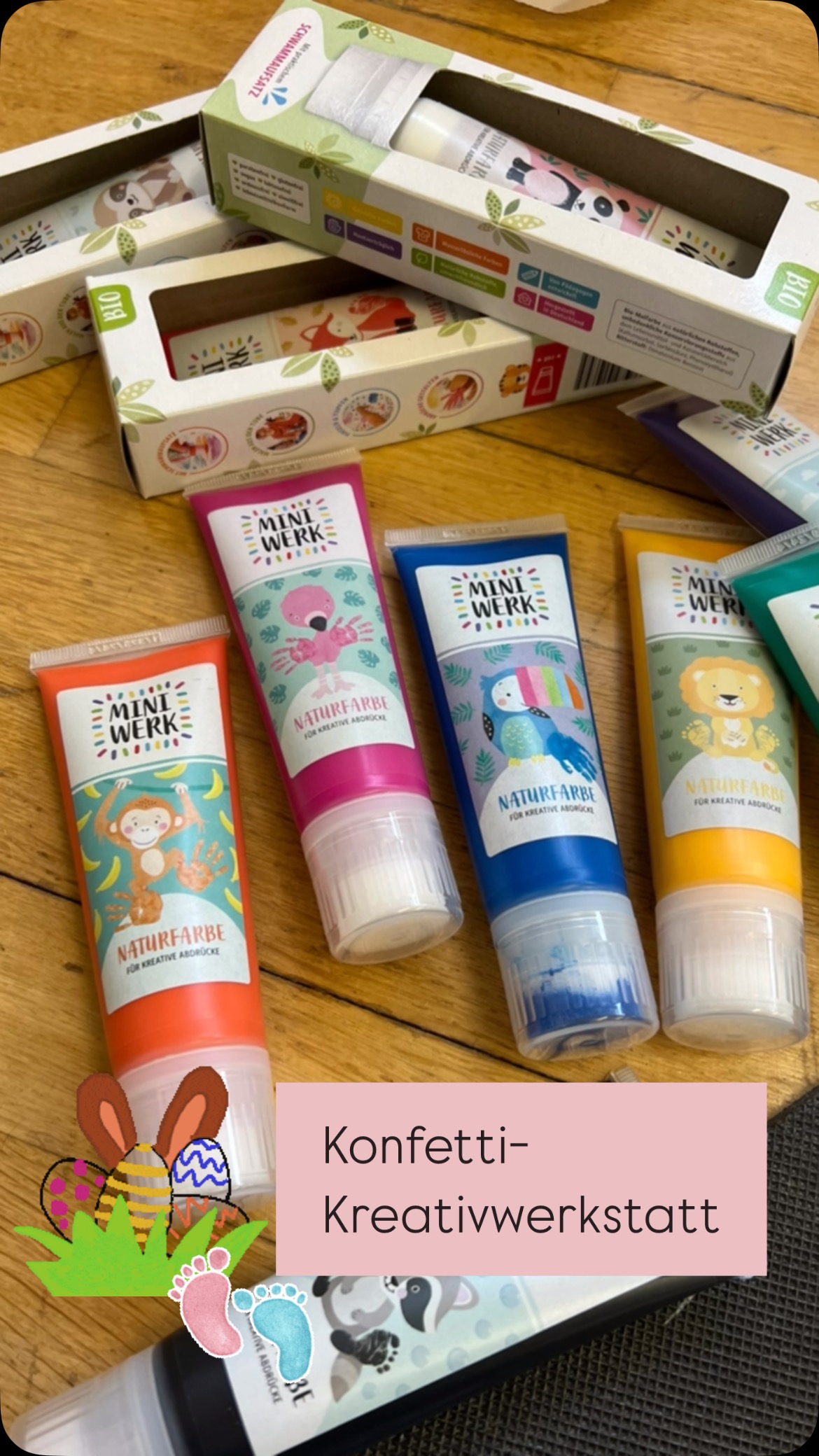 Wir waren in den Kursstunden vor den Osterferien sehr kreativ und haben viele bunte (erste) Osterüberraschungen gestaltet 🐰🐣🥕🦋
Mit den Farben von @meinminiwerk war das super unkompliziert.
Ein Riesen Spaß für Groß und Klein 🤭🤩
*unbezahlte Werbung*
#konfettimeerbusch #elternkindkurs #osterbasteln #fingerfarbe #fußabdrücke #bastelnmitkindern #miniwerk #meinminiwerk