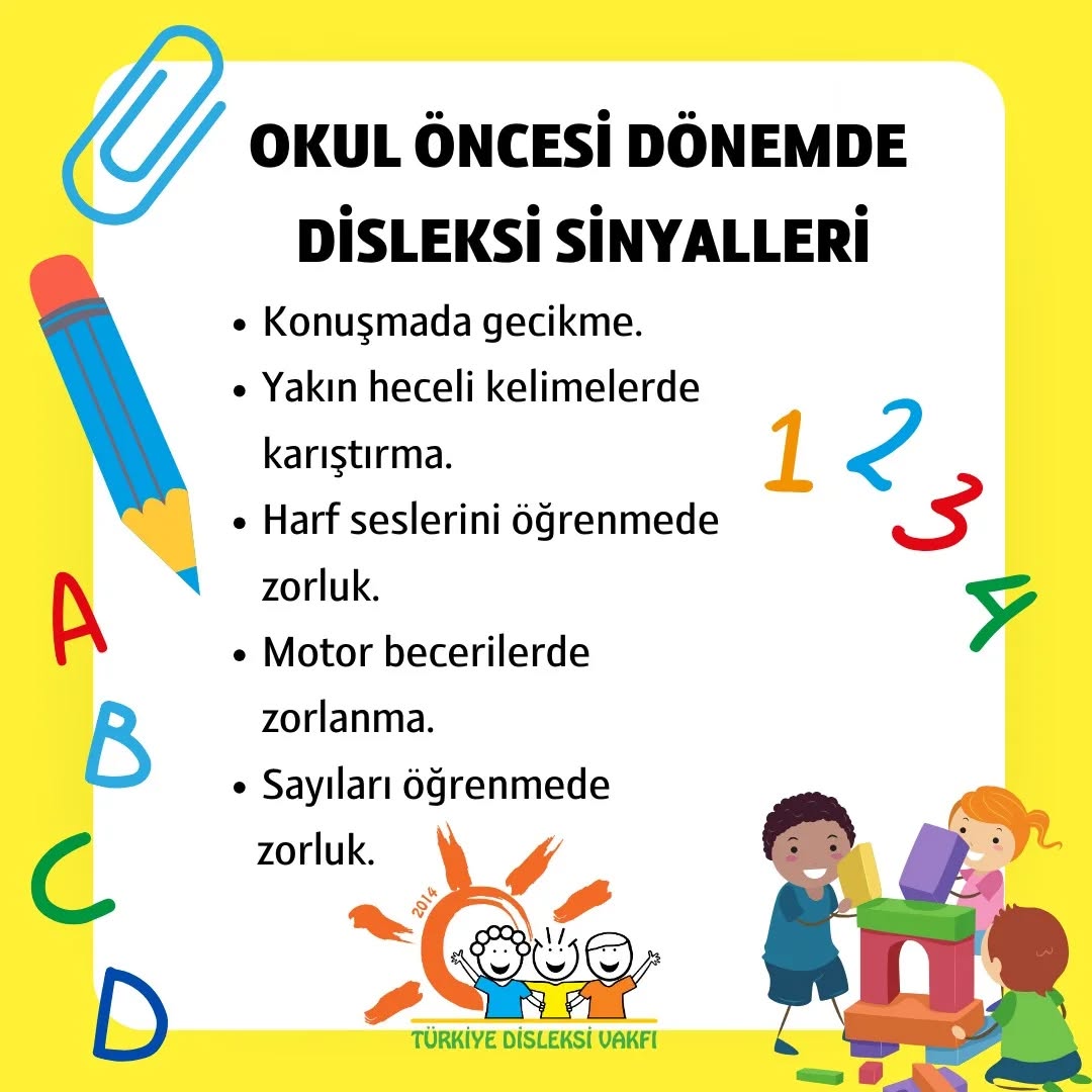 Okul öncesi dönemde disleksi belirtilerini tanımak, gelişim sürecinde hayati bir rol oynar.
#disleksi #disleksininfarkındaol #okulöncesidisleksi