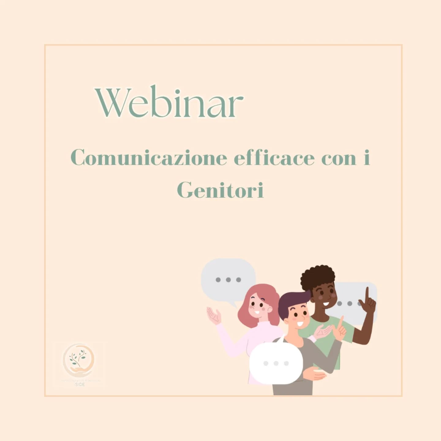 Continuano i nostri corsi di Formazione e Aggiornamento per tutto il personale educativo e anche per i Genitori !
Webinar
𝗖𝗼𝗺𝘂𝗻𝗶𝗰𝗮𝘇𝗶𝗼𝗻𝗲 𝗲𝗳𝗳𝗶𝗰𝗮𝗰𝗲 𝗰𝗼𝗻 𝗶 𝗴𝗲𝗻𝗶𝘁𝗼𝗿𝗶
Online, Sabato 3 maggio dalle 9 alle ore 13!
Scrivi a
Info@centroeducativocomo.it
O visita il sito
www.centroeducativocomo.it/formazione
Per avere maggiori informazioni e iscriverti al nostro corso.
Al termine dell'incontro verranno inviate slide e attestato di partecipazione!
