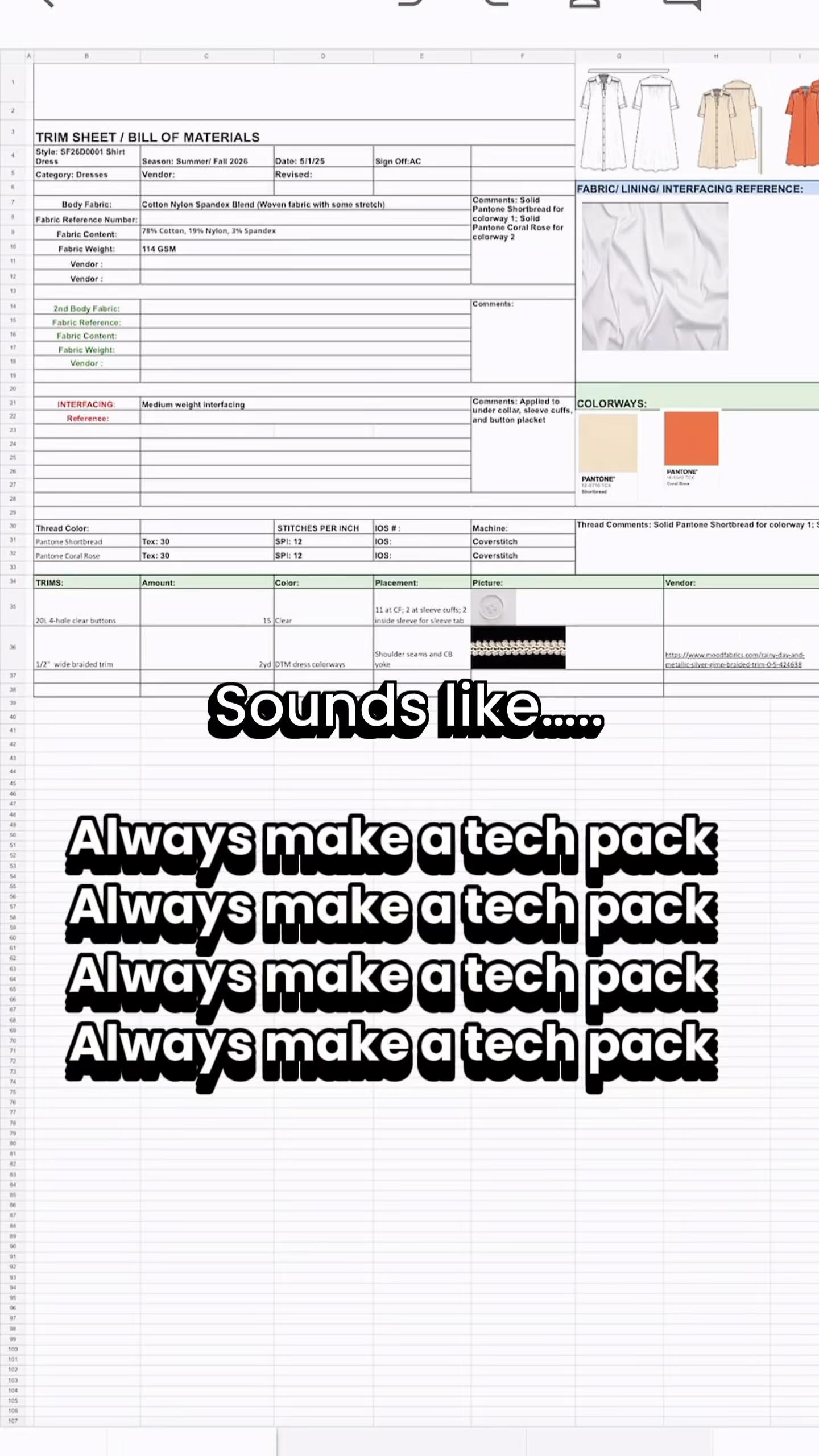 If you’re skipping this step, you’re not taking your brand seriously.
Think tech packs are optional? Think again.
A tech pack is your design’s blueprint and recipe. It outlins every detail from fabric and trims to measurements, construction methods, and labeling. It tells your manufacturer exactly what to make and how to make it.
Without it? You’re leaving room for miscommunication, costly mistakes, delays, and samples that miss the mark.
Whether you’re launching your first product or scaling an existing line, this one document protects both your vision and your budget.
✨ Ready to stop winging it and start operating like the brand owner you are? I can help you do it right.
Need help developing your tech packs or prepping for production? That’s my specialty. With 16+ years of industry experience and hundreds of tech packs under my belt, I’ll make a custom plan for your unique needs.
Let’s talk about what your brand actually needs—send me a DM and we’ll map out a tailor made plan.
#fashiondesigner #freelancefashiondesigner #fashionconsultant #fashiontips #fashiondesign #fashionentrepreneur #apparelproduction #manufacturing #fashiondesigntips #techpack #technicaldesign