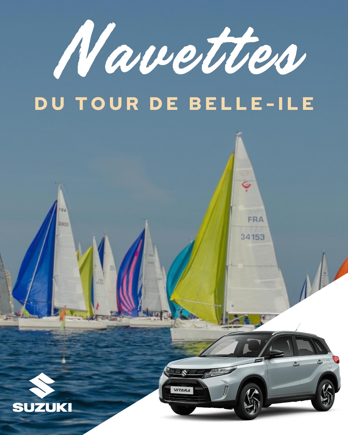 Les Navettes du Tour by Suzuki 🚘
Pendant le Tour de Belle-île, le stationnement dans le centre ville de la Trinité sur Mer sera limité à 30 minutes et complètement fermé le samedi 10 mai, jour de la course. ⛵️
Des navettes gratuites assureront le lien entre le port de la Trinité-sur-Mer et des parkings situés en entrée de ville. Elles circuleront le vendredi 9 mai de 10h à 22h, le samedi 10 mai de 6h30 à 9h30 puis de 15h30 à 1h00 et enfin le dimanche 11 mai de 10h à 14h !🌊
Elles sont mises à disposition des participants et des visiteurs.
Nous vous conseillons de stationner au parking du Men Du ou du Poulbert, les navettes gratuites vous amèneront sur le village !
Ou choisissez les parkings sans navette (Penher, Lab’Ocean, Vigie ou Voulien), pour vous échauffer à pied avant la régate. ☀️