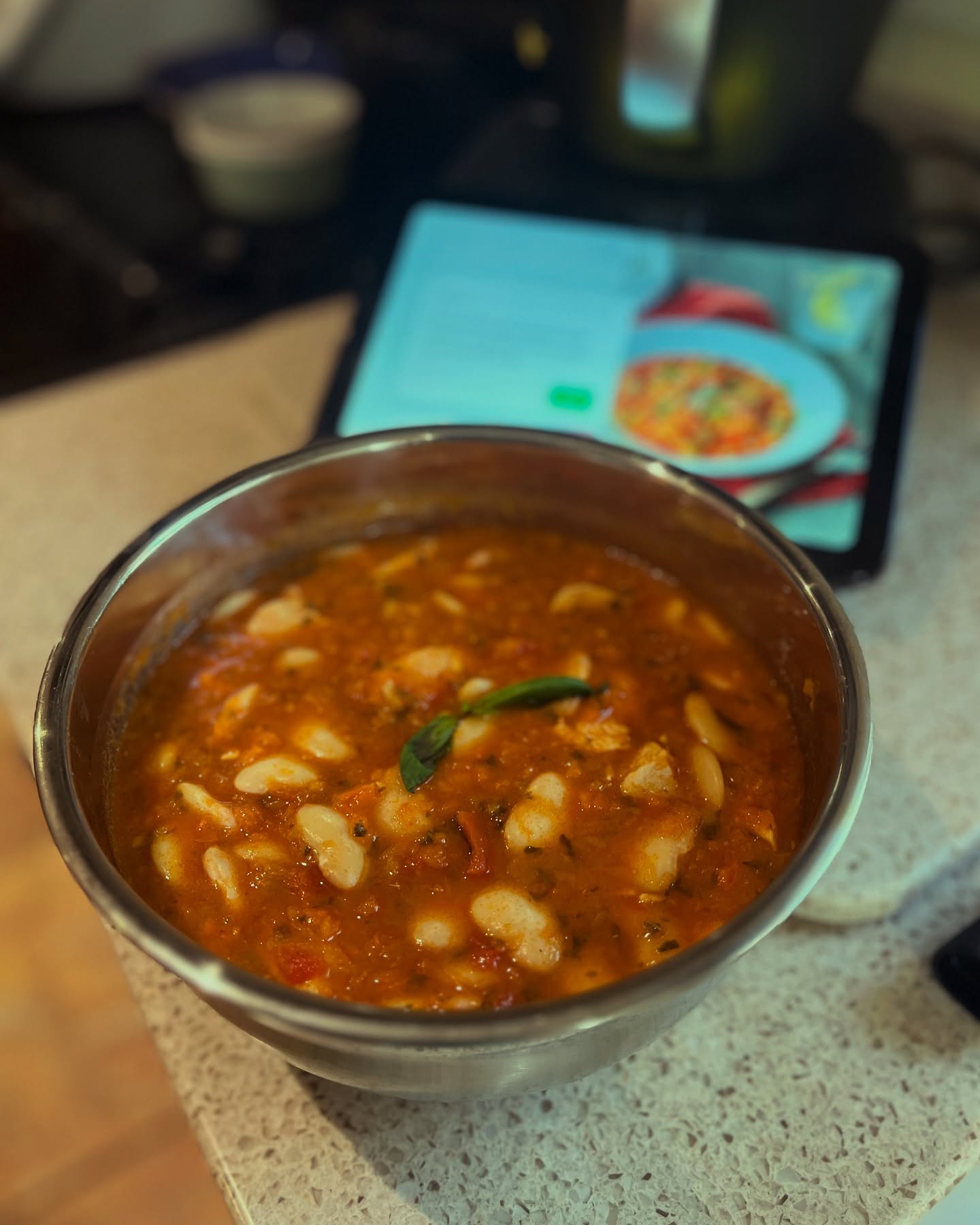 Chicken, Basil & Bean stew made in my new a thermomix TM7. In 30 minutes dinner is ready! #thermomixukandireland #thermomix #cookidoo #cookfromscratch #noupf