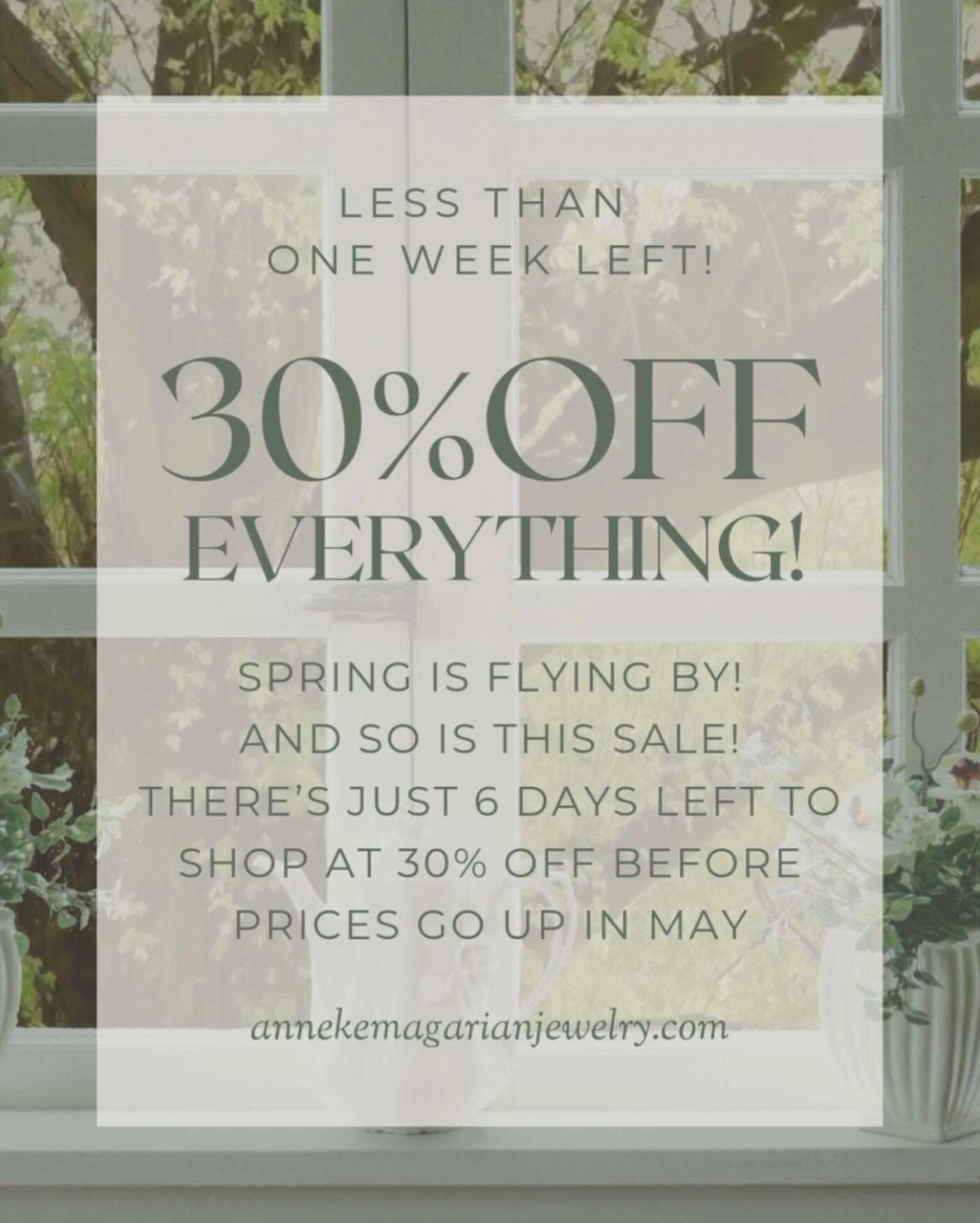 6 Days Left For 30% Off Everything!
Spring is flying by, and so is this sale! There’s just 6 days left to shop at 30% off before prices go up in May.
If you’ve had your eye on something, now’s the time. Every piece is handcrafted and made to last.
Sale ends April 30.