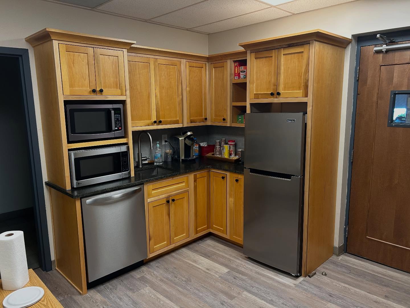 Swipe to see the transformation!
We handcrafted these custom maple cabinets right in our shop for a full breakroom upgrade at a local business.
Built from solid maple, finished with a durable finish coat, and designed to maximize both storage and functionality, these cabinets completely changed the look and feel of the space.
We also installed new granite countertops, a stainless steel fridge, a dishwasher, and custom-fit shelving for microwaves and supplies.
Everything was made to fit perfectly and built to last!
If you’re looking to upgrade your space with custom cabinetry made locally, send us a message — we’d love to help!
#CustomCabinetry #Handcrafted #MadeInOurShop #BeforeAndAfter #BreakroomMakeover #OfficeUpgrade #mapleCabinets #CommercialRenovation #saratoga #exploresaratoga