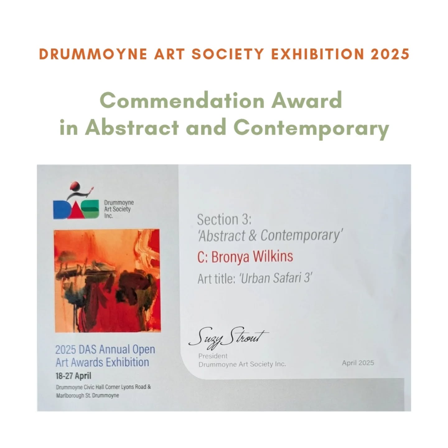 Very late posting but finishing up exhibiting at the annual Drummoyne Art society exhibition today. Was thrilled to get a commendation award this year ☺️ Congrats to all exhibitors and thanks to @drummoyneart