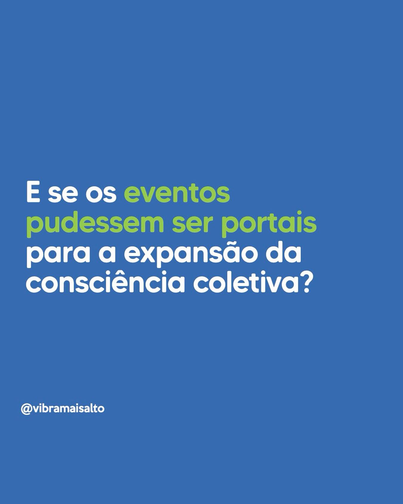 Como se pareceria um mundo em que cada evento, encontro, retiro, conferência, feira ou vivência holística fosse desenhado com a intenção de proporcionar uma jornada clara para a elevação do Ser e das relações humanas? O Vibra Mais Alto existe para pessoas que exigem mais da vida do que conteúdos on-line e fórmulas prontas e artificiais. Somos uma produtora de experiências conscientes que atua na conceituação, planejamento e organização de eventos transformadores — da logística às vibes.
Por aqui, você verá convites, insights e oportunidades para ancorar no mundo físico, prático, do corpo, tudo o que a mente buscadora encontra por aí quando se trata de autoconhecimento e desenvolvimento do poder pessoal. Vamo viver? Próximos encontros já no link da bio! ✨
#vibramaisalto