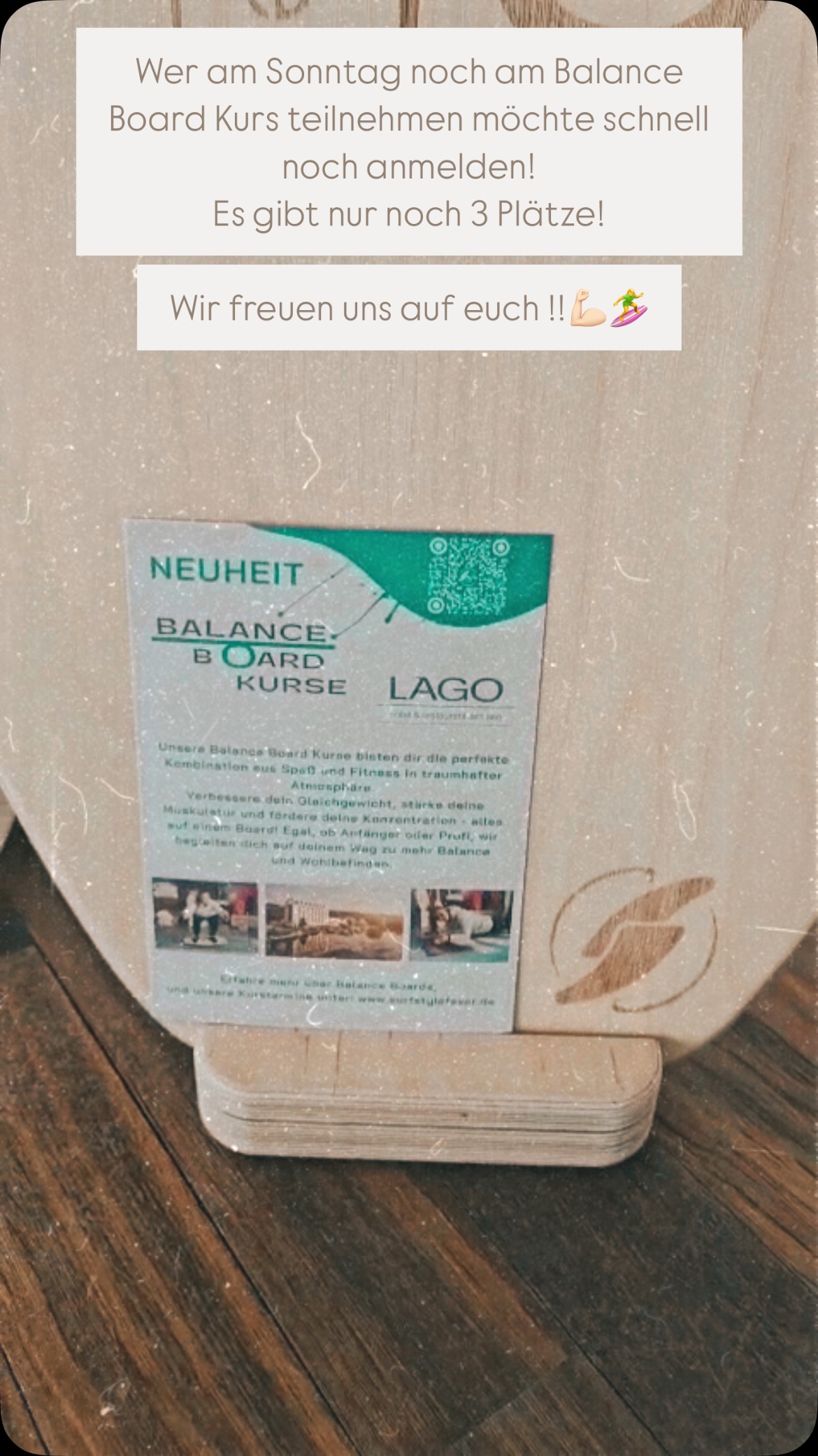 Nur noch 3 Plätze frei!
Unser Balance Board Kurs findet am Sonntag von 16–17 Uhr im Lago Ulm statt.
Melde dich schnell per Mail oder DM an und sei dabei!
Wir freuen uns auf dich!
#balanceboard #kurs #ulm #lago #bewegung #gleichgewicht #training #fitness #neuulm #balance #worklifebalance❤️