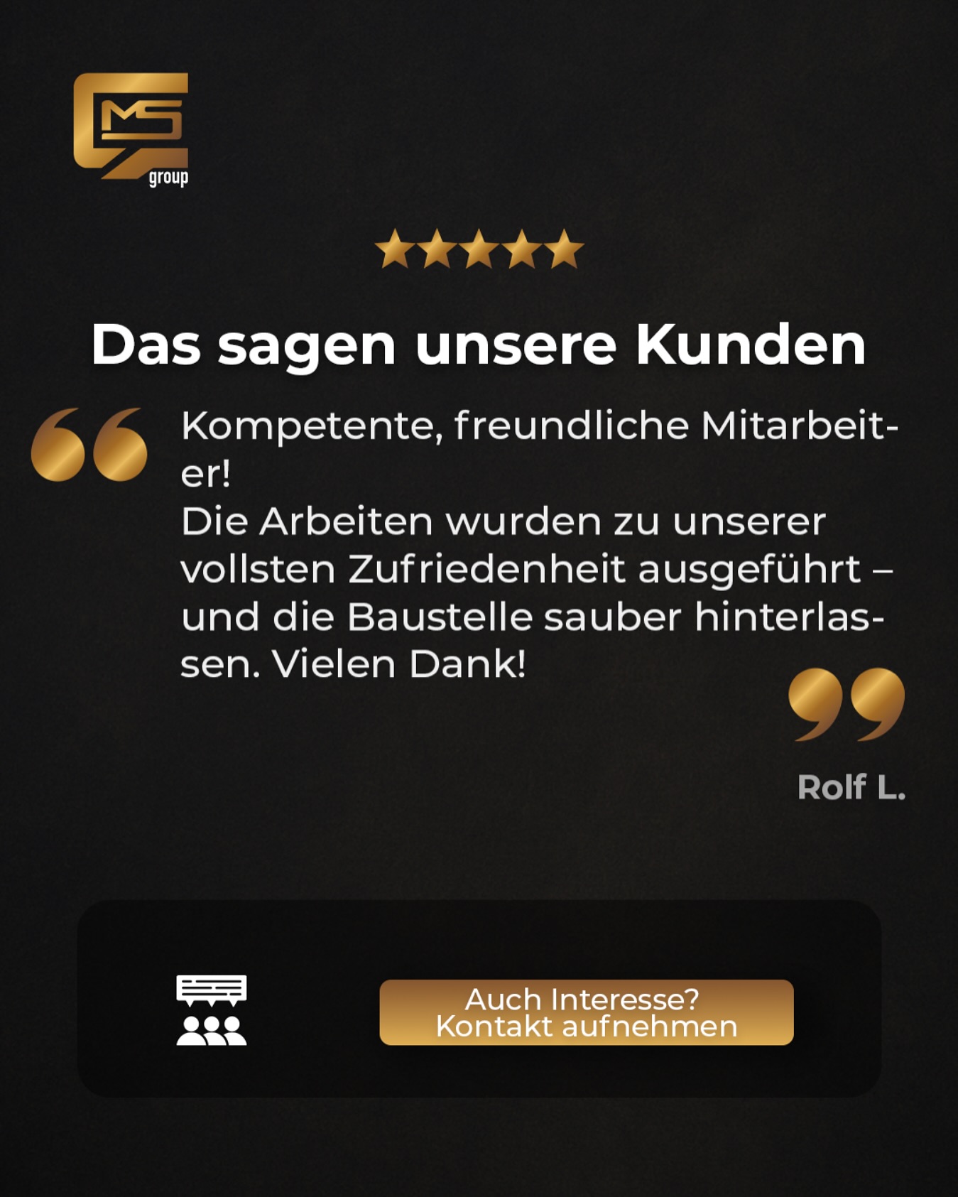 💬 Kundenfeedback, das überzeugt!
„Kompetente, freundliche Mitarbeiter – die Arbeiten wurden zu unserer vollsten Zufriedenheit ausgeführt und die Baustelle sauber hinterlassen. Vielen Dank!“ – Rolf L.
🔌 Wir freuen uns über jedes ehrliche Feedback – und natürlich besonders über so positives! Bei uns steht saubere und zuverlässige Arbeit an erster Stelle.
👉 Du planst ein Projekt im Bereich Elektrotechnik, Photovoltaik oder Wallbox?
📞 Dann kontaktiere uns – wir beraten dich gerne!
___
#Elektrotechnik #Photovoltaik #Wallbox #MSCGroup #ElektrotechnikCakir #Kundenzufriedenheit #Kundenmeinung #Bissingen #NachhaltigeEnergie