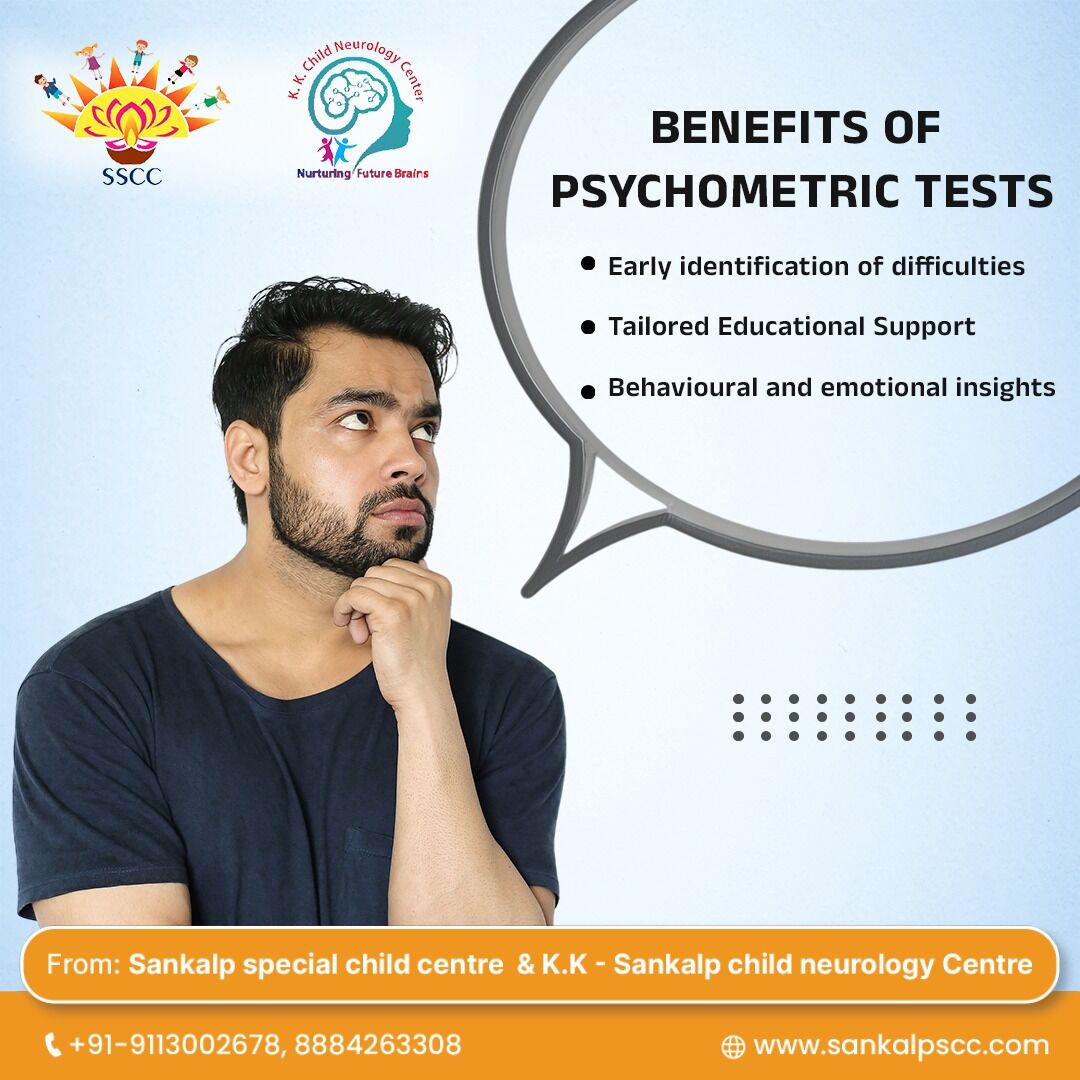 Unlock your child's full potential with psychometric tests at Sankalp Special Child Centre 🧠✨. These assessments help in early identification of learning or behavioral challenges, offer tailored educational support 📚, and provide valuable emotional insights ❤️. Whether it’s understanding cognitive abilities or guiding future growth, our expert team is here to support every step 👩⚕️👨👩👧. Let’s build a brighter future—together!
📍 Sankalp Special Child Centre & K.K. Sankalp Child Neurology Centre
📞 +91-9113002678, 8884263308
🌐 www.sankalpscc.com
#PsychometricTesting #ChildDevelopment #LearningSupport #SankalpCare #MentalHealthMatters #EarlyIntervention #NeuroSupport #EmotionalWellbeing