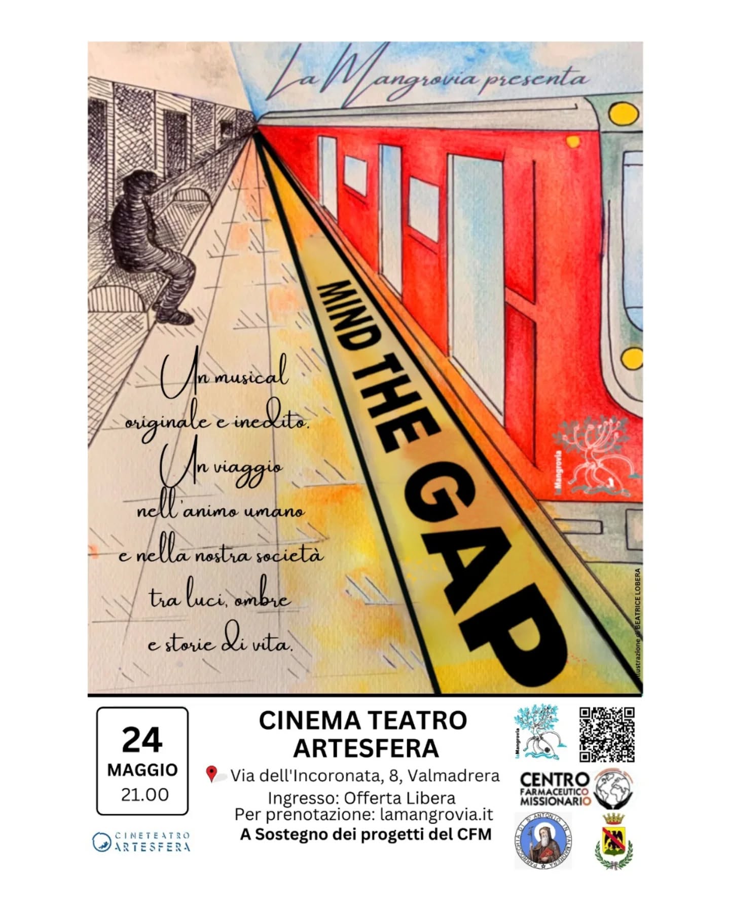 Signore e Signori,
è con immenso piacere che vi presentiamo la quarta data dello spettacolo MIND THE GAP
⚠️Attenzione⚠️
il treno 2405 proveniente dalla Sala Consiliare del comune di Pioltello è diretto al Cinema Teatro Artesfera di Valmadrera è in arrivo al binario 1.
Please, mind the gap between the train and the platform.
MIND THE GAP - 24 maggio 🎟
#missione #teatro #spettaccolo #lamangrovia #musical #cinema #attori #musicisti #cantanti #pime