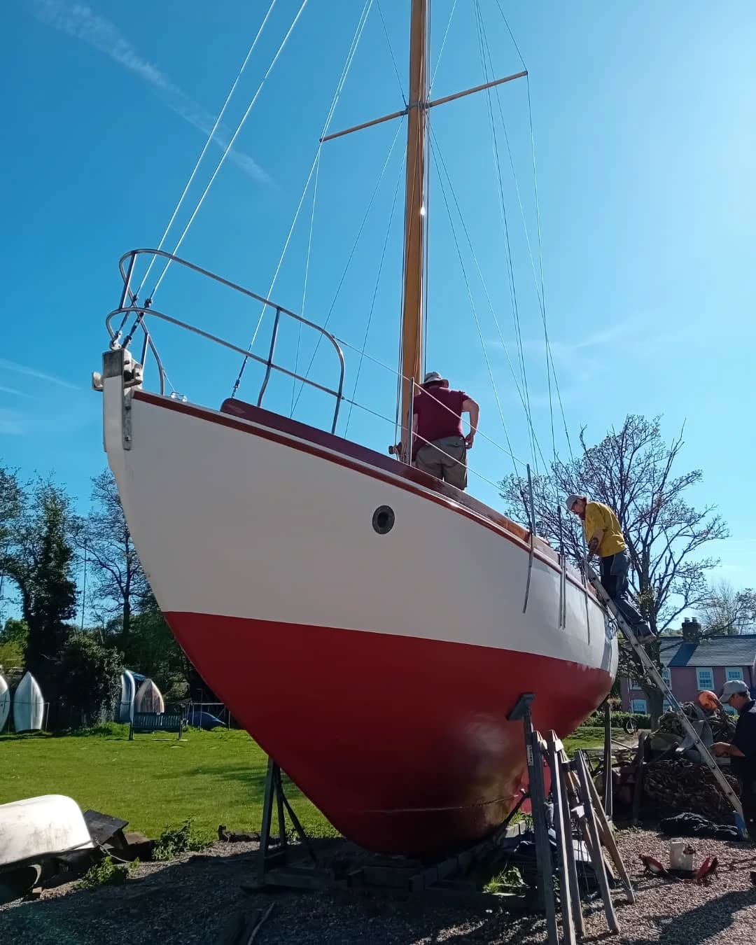 Getting Selina King ready for launching tomorrow. Built just 20 yards from where she's currently laid up over 87 years ago for Arthur Ransome. After over 25 years in the current ownership, she is now up for sale.