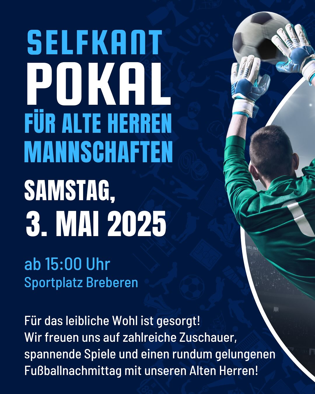 🔵⚪️ SV Breberen richtet den Selfkantpokal 2025 der Alten Herren aus ⚪️🔵
Kommenden Samstag richtet der SV 1920 Breberen den Selfkantpokal für Alte Herren Mannschaften aus!
Ab 15:00 Uhr rollt der Ball auf unserer Sportanlage – spannende Spiele, faire Wettkämpfe und ein tolles Fußballfest warten auf euch.
Kommt vorbei, feuert die Teams an und verbringt einen richtig schönen Fußballnachmittag bei kühlen Drinks und leckerem Essen!
🌐 Infos zum Spielplan gibt es auf unserer Homepage.
@fc_wanderlust_suesterseel
@sv_waldfeucht_bocket
@sg_gangelt_hastenrath
@scselfkant