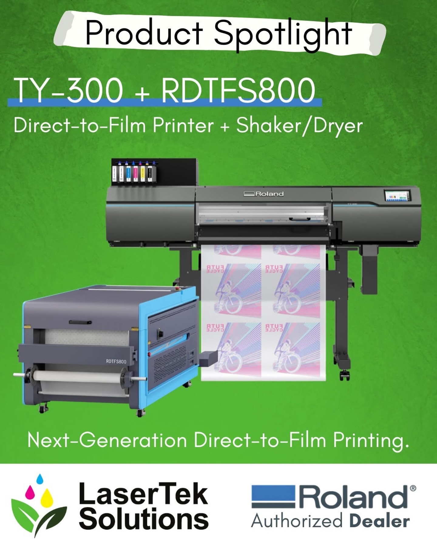 ✨ Product Spotlight✨
Today’s product spotlight goes to the @rolanddga TY-300 Direct-to-Film printer paired with the RDTFS800 Shaker/Dryer!
🔹Get yours today! https://www.laserteksolutions.com/product-page/ty-300
#laserteksolutions #rolanddga #rolandauthorizeddealer #TY300 #DTFPrinter #shakerdryer #productspotlight