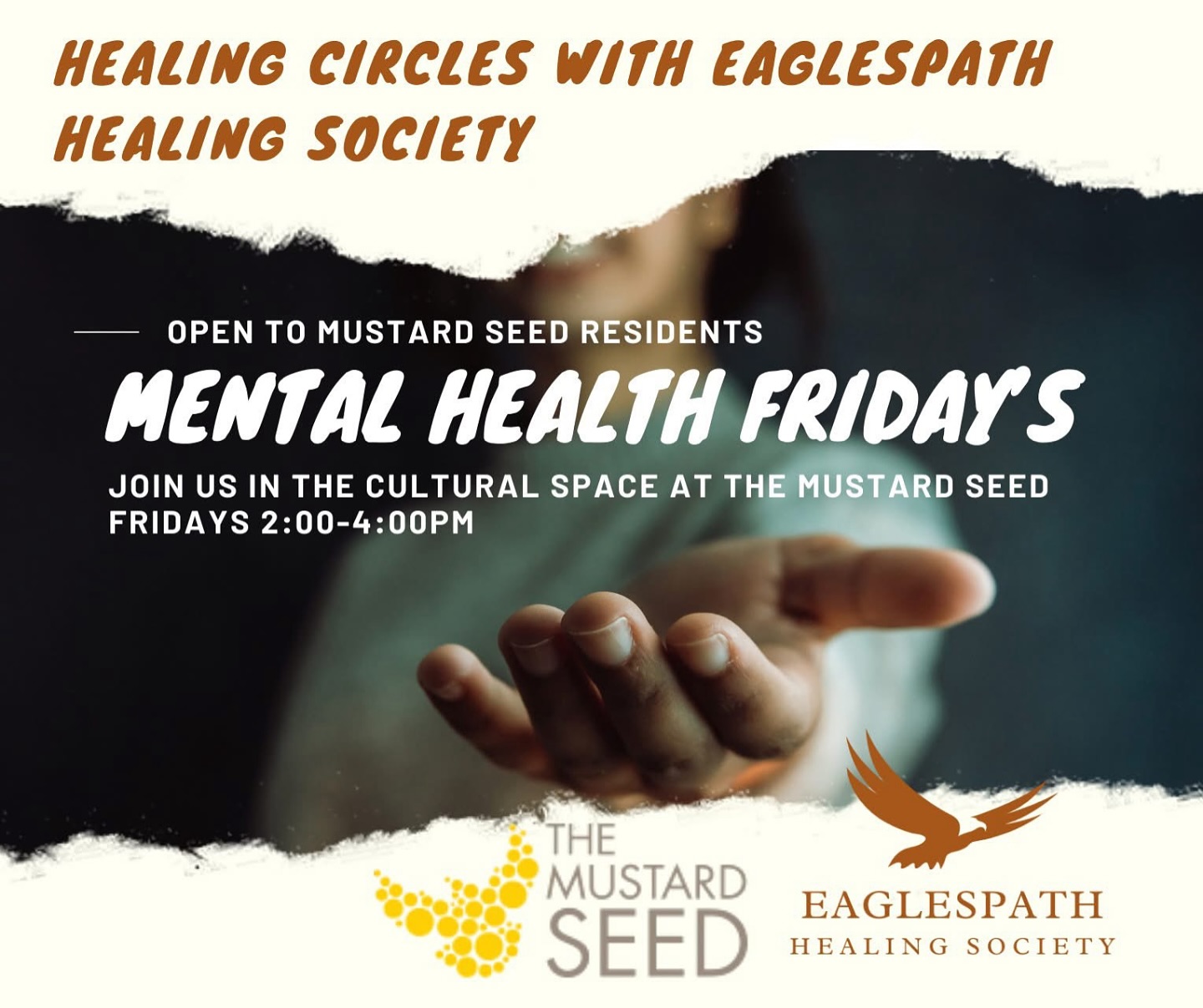 Open to Mustard Seed residents in Grande Prairie! 🌿
Join us every Friday from 2–4 PM for a Group Healing Circle, a safe, welcoming space to connect, share, and grow together on your healing journey.
#HealingTogether #GrandePrairie #MustardSeedGP #CommunitySupport #IndigenousHealing #EaglesPathHealing