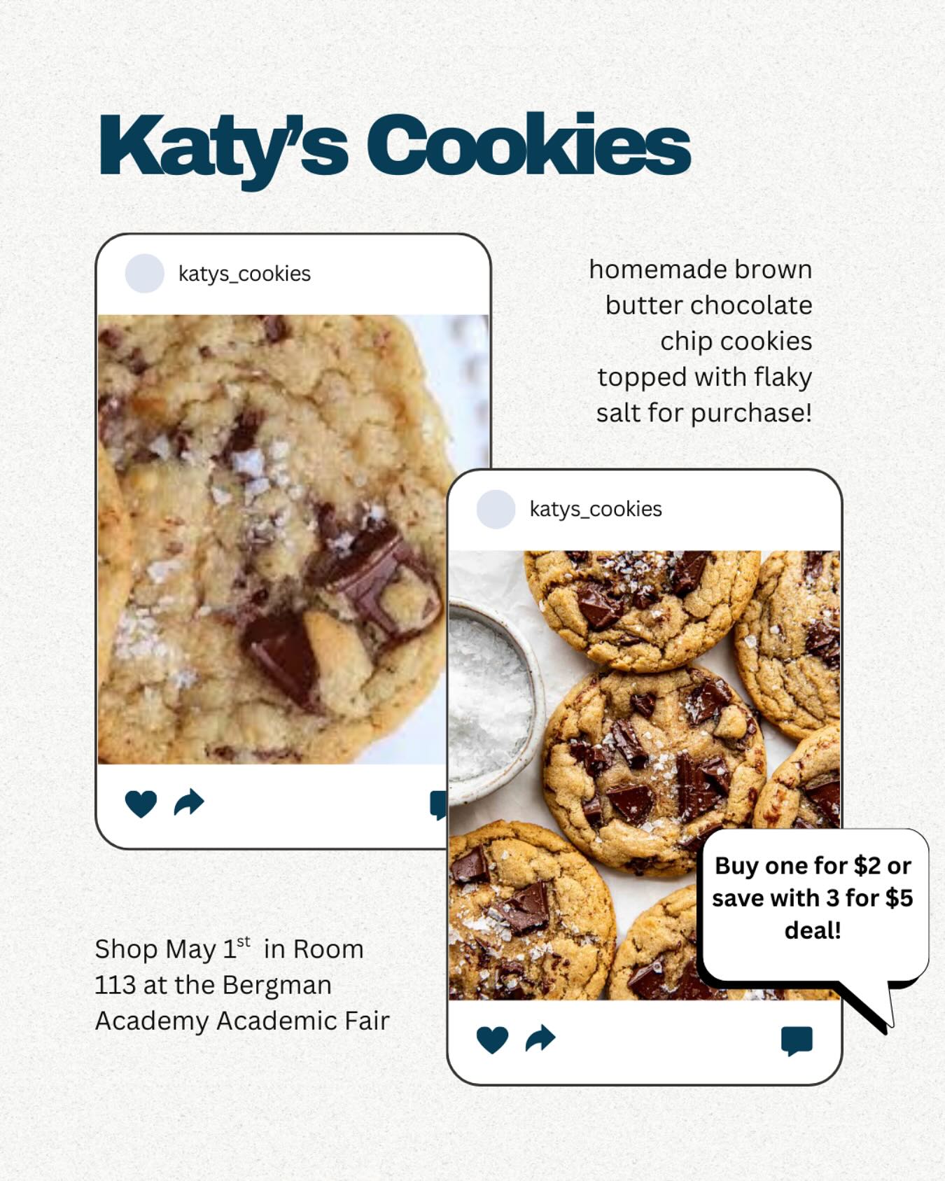 Academic Fair is almost here! Support our awesome 7th grade entrepreneurs who will be selling their goods! 🍪