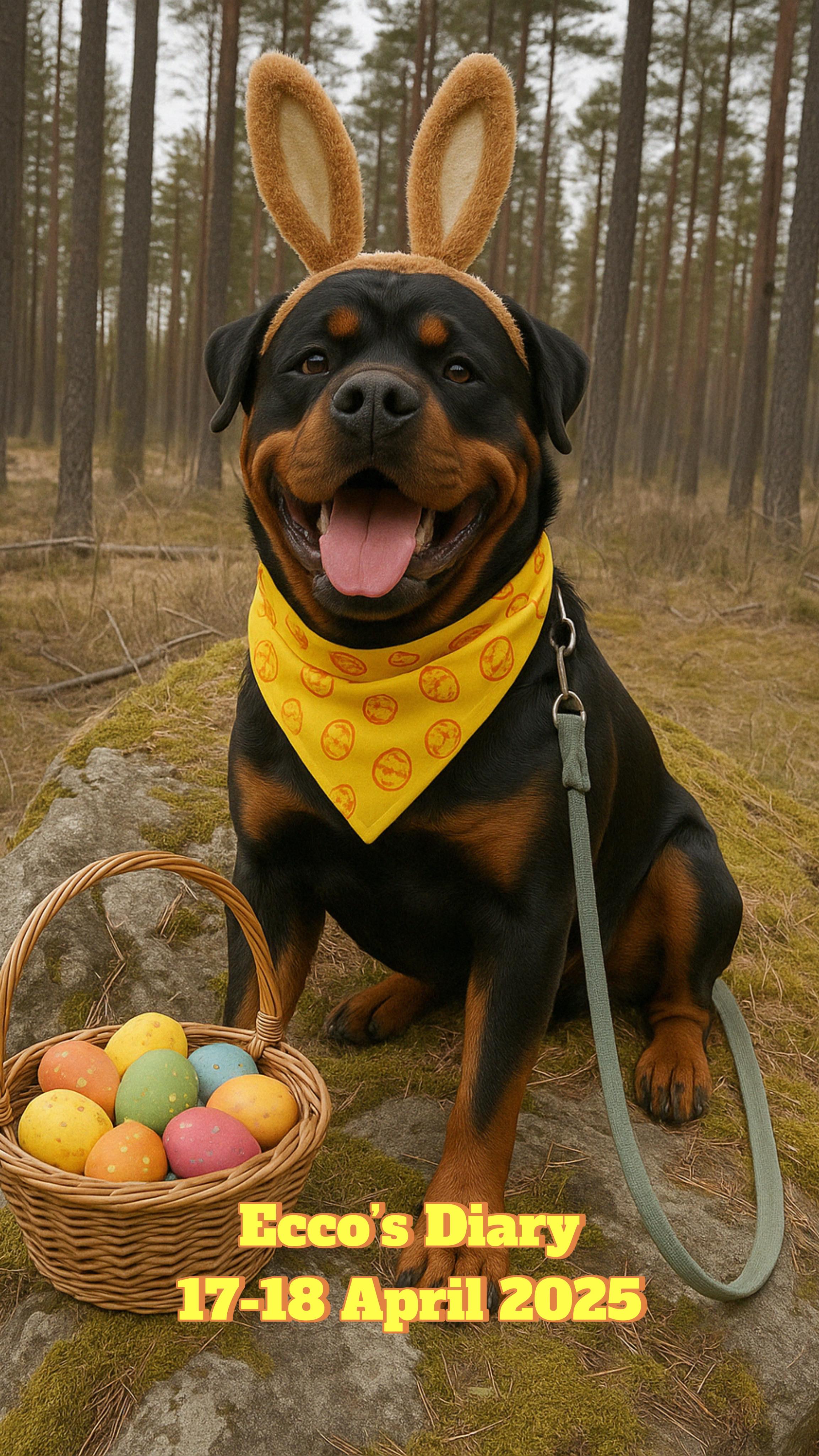 When the broom breaks… we train instead!” 🧹🐾
Ecco’s Diary – April 17–18, 2025🌟
Monday Thursday – no broom ride this year
Apparently, it was the day mum was supposed to fly to ”Blåkulla” on a broom – with me riding along! But… the broom couldn’t carry us both, so we cancelled. 😄 Instead, we had a great training session with our dog group – way more fun if you ask me!
Friday – strength & cardio at the sandpit
We took a lovely walk to the sandpit and did some strength and cardio training. I got a fair bit of sand in my mouth, but I didn’t mind.
Mum says physical training for dogs is just as important as it is for humans – we need both stamina and muscle work, plus warm-up and cooldown.
✔️ Cardio: off-leash running in varied terrain, long-line sprints, flirt pole, pulling exercises
✔️ Strength: uphill work, sit-down-stand reps, balance drills
✔️ Warm-up/cooldown: relaxed walking, engagement exercises, loose leash walking
📝 Tip of the day:
Physical activity strengthens both body and bond – but always adapt it to the dog’s individual needs, breed, and age. A walk around the block is not physical exercise for a healthy dog – that’s just a potty break. True training involves variety, tempo, and challenge. Let nature be your gym and enjoy the journey together! 🐾
#EccoDiary #dogfitness #canineconditioning #rottweilerlife #dogtrainingpaysoff #dogadventure #strongdog #lovedogs
