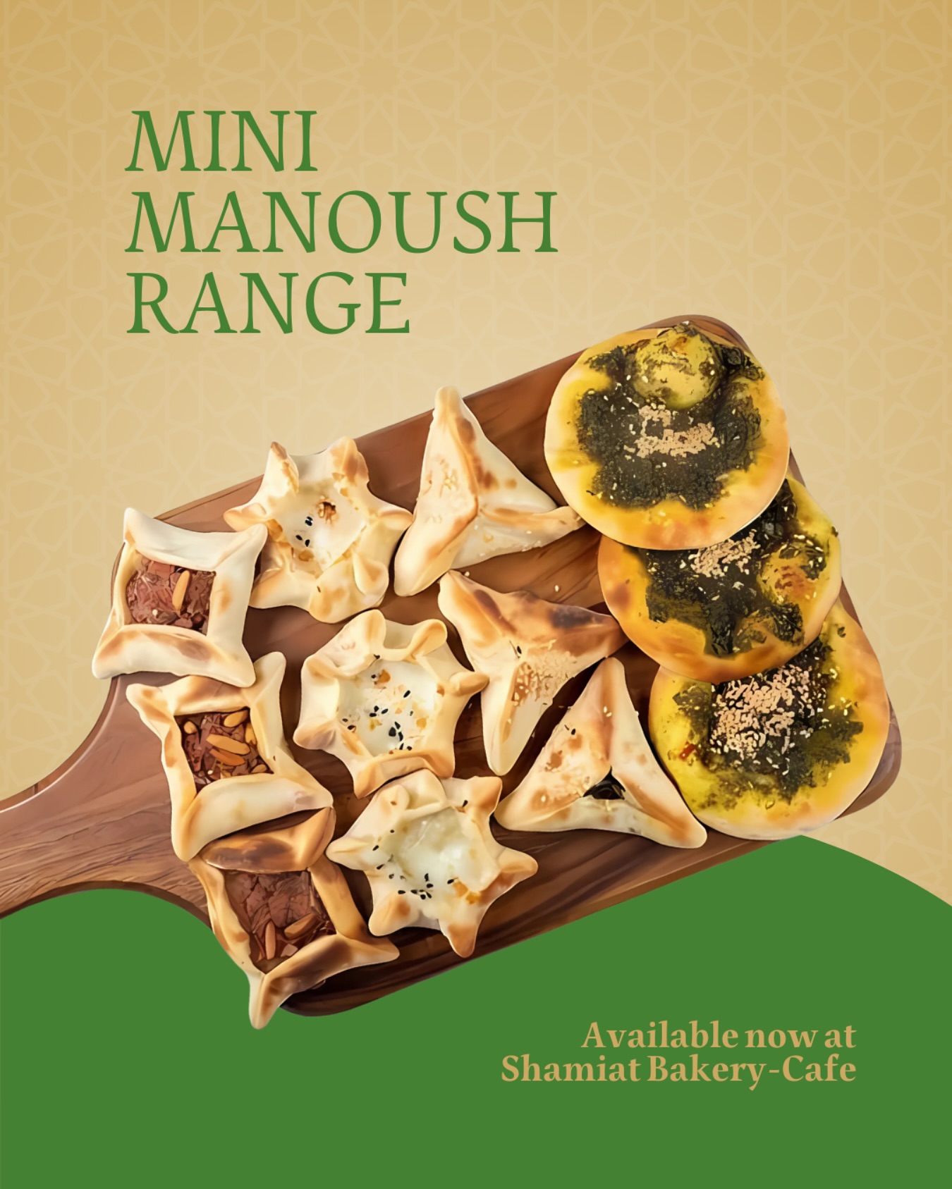 Too many flavours to try? We’ve got a solution 😋 Give our Mini Manoush Range a taste today
Mini warm, delicious, and freshly baked bites ready to quench your hunger with classic options like zaatar, cheese, muhammara and more!
Visit our newly opened bakery-cafe at 60 Victoria Rd, Northcote VIC 3070 💚