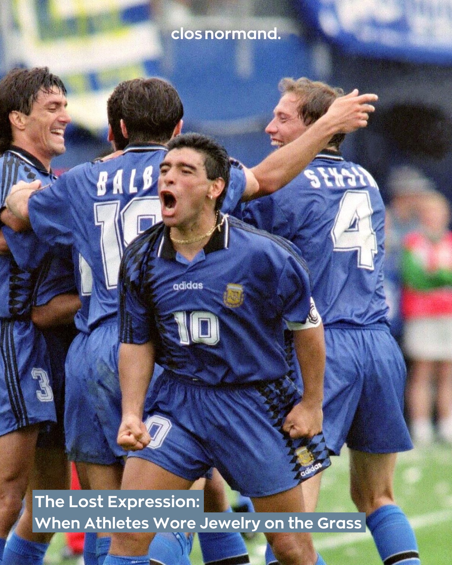 There was a time when footballers stepped onto the pitch with more than just boots and jerseys: chains swayed beneath collars, crosses caught the light mid-sprint, and earrings flashed under stadium floodlights💥.
Icons like Diego Maradona, Paolo Maldini, and Roberto Mancini wore gold necklaces as part of their signature look in the '80s and '90s — a subtle flex that fused individuality with performance. By the 2000s, Ronaldinho elevated the tradition with his unmistakable gold 'R' pendant — a perfect, individual match for his playing style: fluid, glittering, and rhythmic, like a samba in motion 🥁.
If players were still allowed to wear jewelry on the grass today, it wouldn’t just be about style — it would quite literally be a branding goldmine. In an era where athletes double as influencers and cultural tastemakers, a visible chain could ignite global trends or anchor exclusive collaborations with fashion houses based on the immense community following them on tv and in the stadiums. The kind of unique on-field exposure sponsors dream of — akin to the visibility they pursue through jersey and shoe placements ✍️.
It would blur the boundary between sport and streetwear — a kind of transcendence we’ll never get to witness.
#sports
#jewelry
#maradona
#ronaldinho
#closnormand