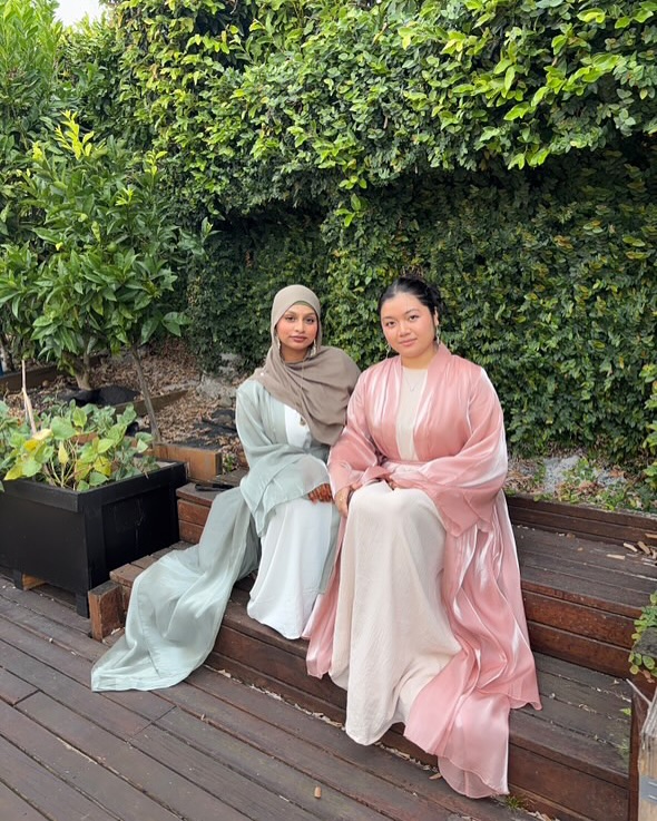 Not just an abaya, but a statement of grace. @rahinab_28 & sis Eid’ing in our ✨Rasheeq Shimmer Abaya✨
#abaya #modestfashion #hijab #eid #eidlook #abayatrend #muslimah #modesthijab #hijabinspiration #hijabootd #hijabers #abayastyle #fyp #sage #grwm #grace #shimmerabaya #style #elegance #modestdresses
