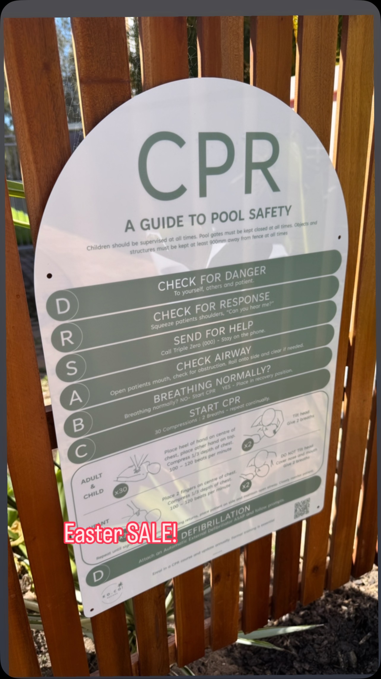 Easter sale Now On!! Check the website now… up to 35% off some of our best sellers! #poolsign #cpr #cprsign #poolsafety