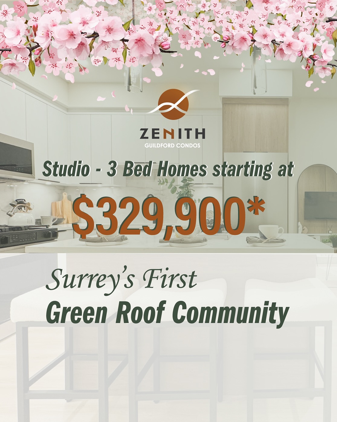 Surrey’s First Green Roof Community | ZENITH GUILDFORD by Matte Homes
*LIMITED SPRING PROMOTION. Experience modern luxury living in the heart of Guildford, Surrey, with units starting from $329,900.
Completion is 2027. You can avoid the Flipping Tax should you decide to assign before completion. Talk to us about our Flexible Deposit Structure!
Offering thoughtfully designed spaces ranging from 412 to 1,116 square feet, a blend of modern functionality with urban sustainability.
Prices Starting at
📌 STUDIO @$329,000
📌 1-BED @$449,000
📌 2-BED @$499,000
Visit our Presentation Centre at
14847 108 Ave, Surrey
Mon-Thurs 2-5pm
Sat-Sun 12-5pm
Register now at ZENITHGUILDFORD.CA
Contact Scott Romey PREC
604.723.7653
Homelife Benchmark Titus Realty
The Golden Key Group