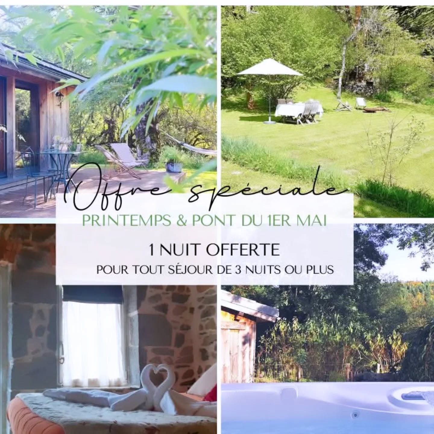 🌿Escapade de Dernière Minute 🤫
Envie d'une échappée en 🧡 en pleine nature, loin du quotidien ?
Préparez vos sacs, on vous a concocté une offre spéciale : 1 nuit offerte* pour tout séjour de 3 nuits ou plus.
*Valable pour tout séjour du 26 avril au 7 mai.
🤙Contactez-nous pour plus d'informations :
www.lodgesagnove-sancy.com
#gitenature #lodge #offrespéciale #instanature
#igersauvergne #igerspuydedome #nattitude #auvergnerhonealpestourisme #vacancesenamoureux #semettreauvert #slowliving #escapadeenamoureux