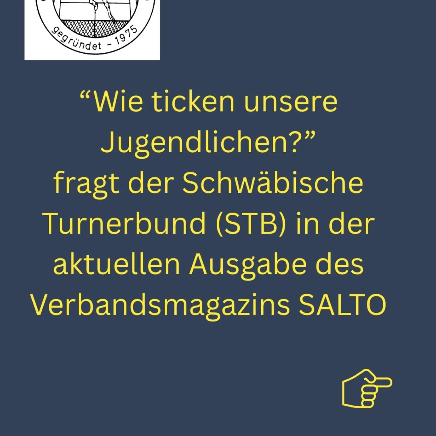“Wie ticken unsere Jugendlichen?”
fragt der Schwäbische Turnerbund (STB) in der aktuellen Ausgabe des Verbandsmagazins SALTO 04-2025.
Vorgestellt wird die Feedback-Box des TC Dettingen und der Tennisschule TMS als Mitbestimmungstool. #kinderrechte #Mitbestimmung #tcdettingen #STB #salto1848