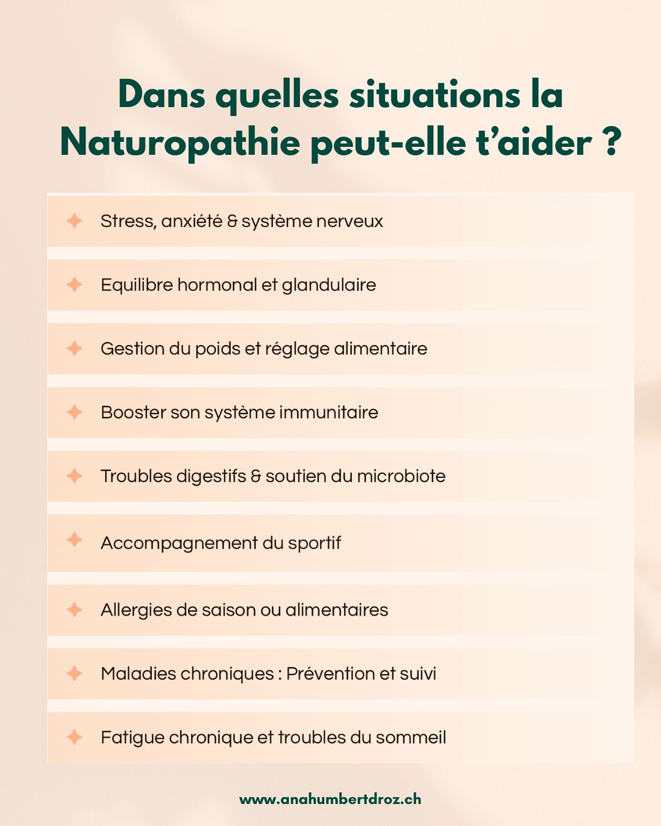 Voici quelques exemples de problématiques pour lesquelles la naturopathie peut t’aider… parmi tant d’autres que je n’ai pas affichée ici ! 🤗
Et si tu faisais appel à la naturopathie pour retrouver ton équilibre et prendre soin de ta santé ? 🌿
Écris-moi en MP ou prends rendez-vous via le lien en bio pour en savoir plus. 🩵