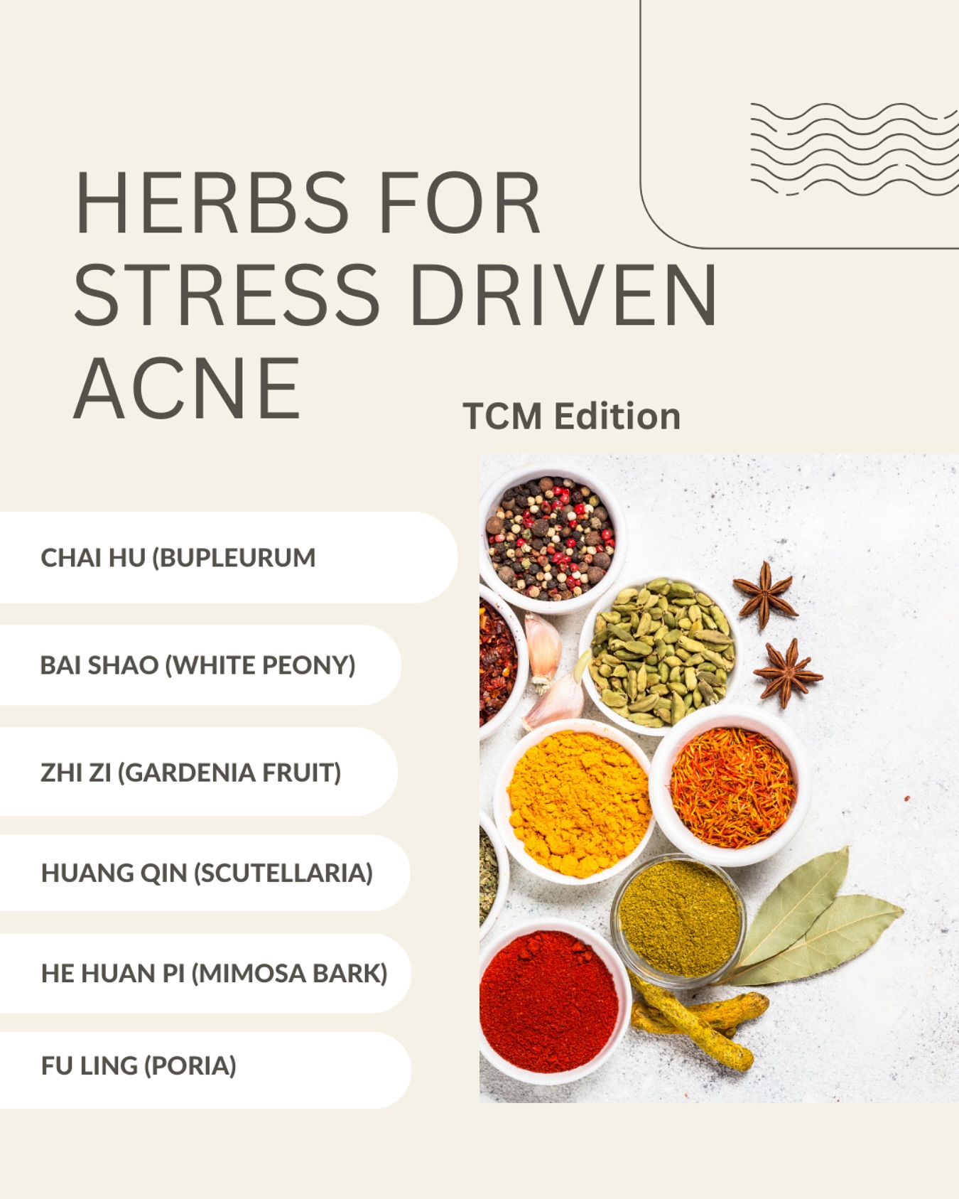 In Traditional Chinese Medicine, stress-driven acne is often linked to Liver Qi stagnation and Heat in the body. When stress disrupts the free flow of Qi, Heat can rise to the face, causing inflamed, cystic, or red acne.
🌿 Here are some TCM herbs that can help:
•Chai Hu (Bupleurum) – Moves stagnant Liver Qi, reducing emotional tension and hormonal breakouts.
•Bai Shao (White Peony) – Nourishes Liver Blood, calming stress-induced sensitivity and dryness.
•Zhi Zi (Gardenia Fruit) – Clears Heat from the body, reducing inflammation and red, hot breakouts.
•Huang Qin (Scutellaria) – Detoxifies and clears Damp-Heat, which can lead to cystic acne.
•He Huan Pi (Mimosa Bark) – Eases stress, calms the Shen (mind), and supports emotional well-being.
•Fu Ling (Poria) – Supports digestion and drains Dampness, essential for preventing congestion in the skin.
👉Lifestyle practices such as diaphragmatic breathing, and gentle movement like Qi Gong can also help soothe Liver Qi and support clear skin.
#tcm #chinesemedicine #herbsforskin #liverqistagnation #acnehealing #holisticacne #skinhealth #hormonebalance #stressrelief #qi #yangsheng #holisticwellness #herbalhealing #lymphatichealth
