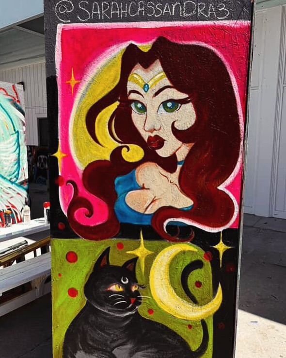 ✨🌘✨ I really like how this came out, I told myself I wouldn’t stress on it, went with the flow but!! I was the last one to finish lol I wanted to finish 💪🏽
It was also nice to paint next to my girlies
@thepinkconcha 💖
@infrared.rose 🖤
At @6thstreetartstudios_95020 @gilroyartwalk
Put together by
@sobacollective 🫶🏽
@thejamsbrand
Excited for the next Friday art walk! I really love seeing artist get down 🎨 seeing there different techniques, style and passion that goes into there art 🥰
#liveart #muralart #mural #gilroyartwalk #gilroyart #livepainting #music