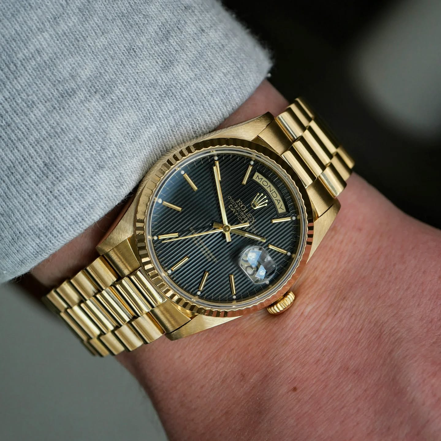 Rolex Day-Date 'tapestry'
⌚ Ref. 18238
⌚ Diameter: 36mm
⌚ Watch only
#Rolex #Daydate #watch #vintage