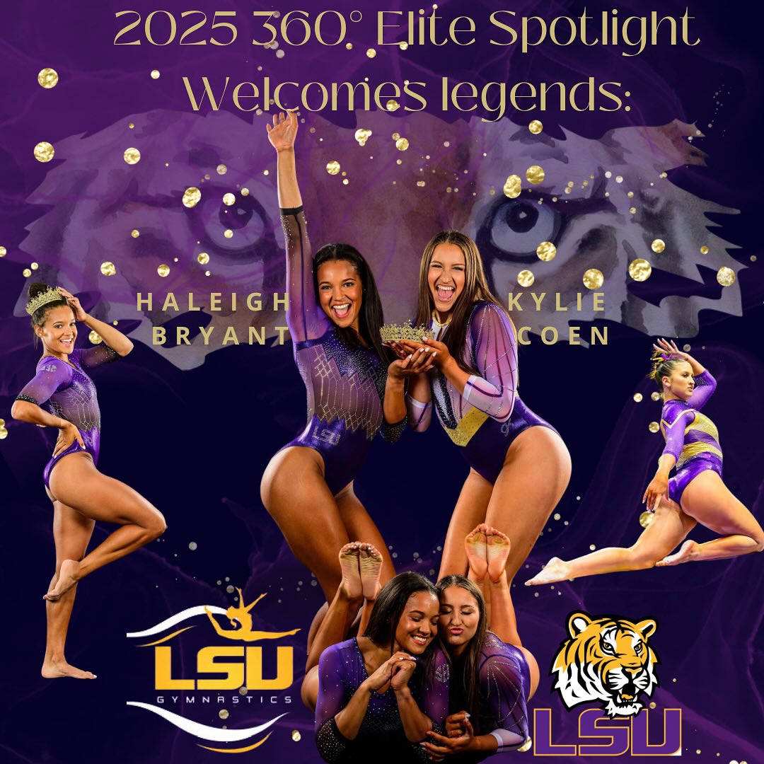 Excited to announce Haleigh Bryant and Kylie Coen from LSU will be joining us for Spotlight this year!
Cheer them On tonight as the compete against Utah, MSU and UCLA for a spot at finals!
Lets GEAUX !!!!!