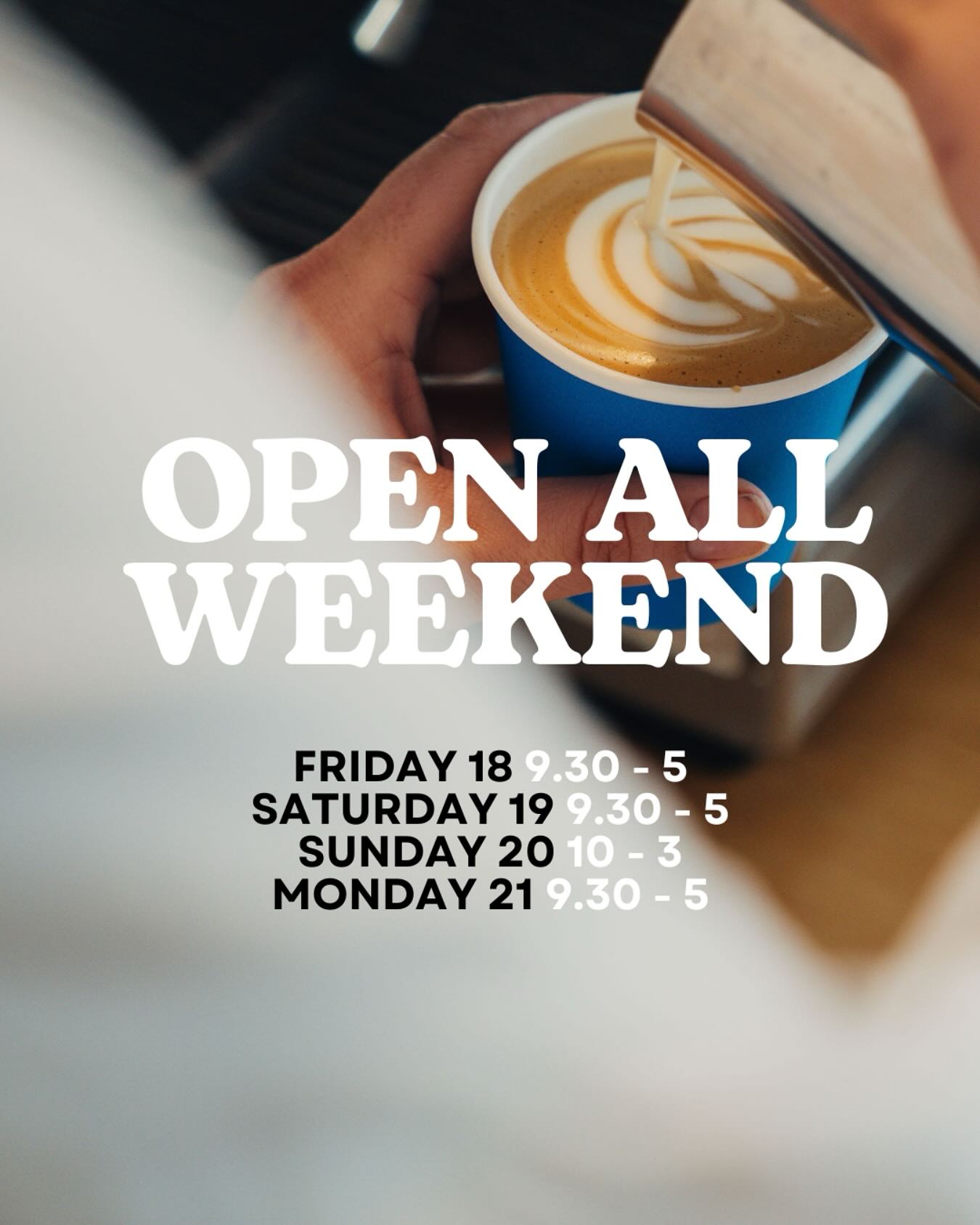 Happy Easter weekend 🐣🐥🐣🐥 serving coffees and hot cross buns all weekend 💛💛💛💛