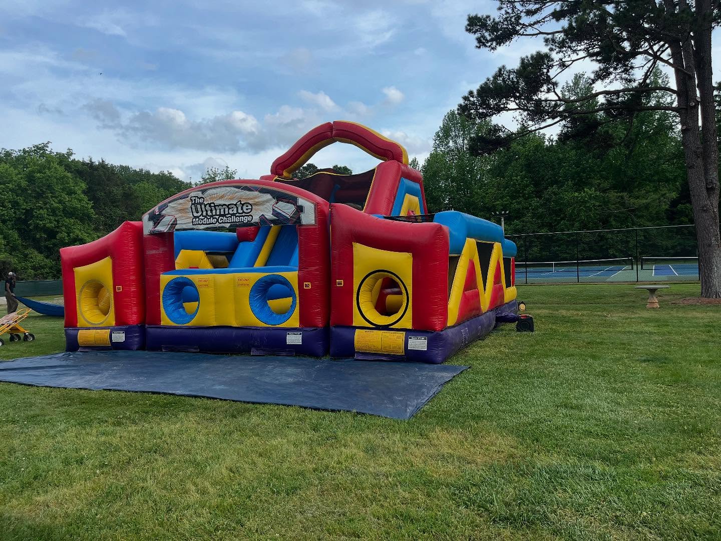 getting ready to party! come see us tomorrow from 3-6 at our Spring Fling 🦋🦗🐞 (also the fun houses will be deflated tonight so no sneaking in beforehand!)