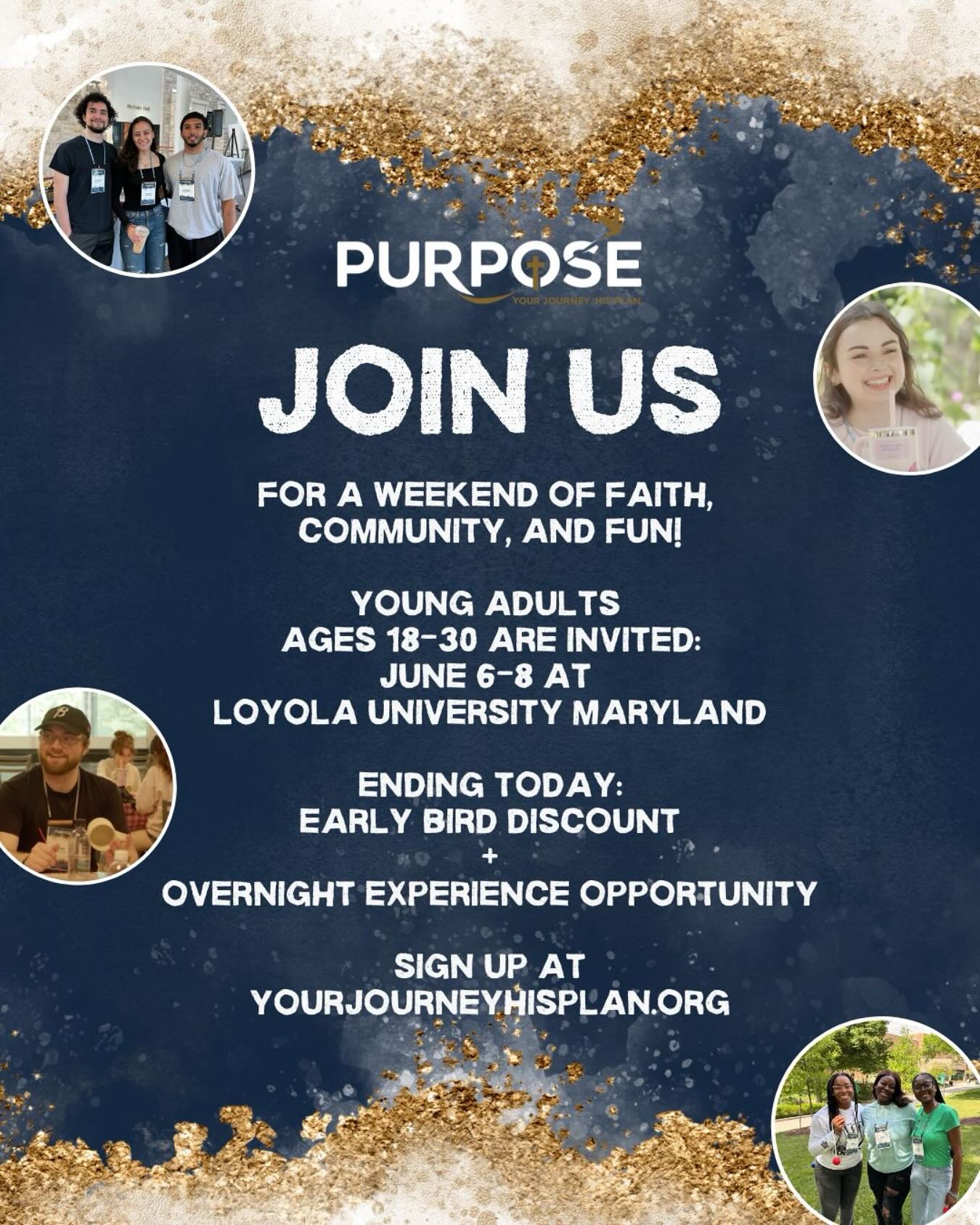 LAST CALL! Today’s your final chance to lock in the early bird discount and snag a spot in our overnight experience! Don’t miss this unforgettable weekend—grab your friends and sign up now: yourjourneyhisplan.org/register