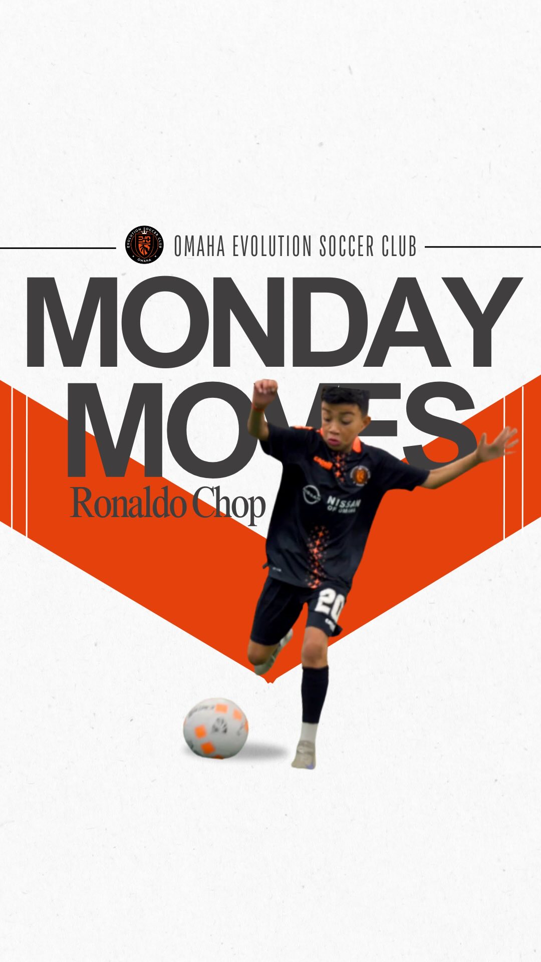 EVO Monday Moves
Skill Move Series | RONALDO CHOP
_
🎯 What it is:
The Ronaldo Chop is a quick change-of-direction move used to evade defenders, often while running at speed. It’s most effective when a player is sprinting and wants to cut across their body to shift direction.
🔹 Step 1: Approach
• Start by dribbling forward at pace.
• Keep the ball close, but with enough room to swing your leg around it.
🔹 Step 2: Jump and Plant
• As you prepare to change direction, take a small jump off your non-dominant foot.
• While in the air, swing your dominant leg behind the ball, preparing to chop.
🔹 Step 3: The Chop
• Use the inside of your dominant foot to tap the ball diagonally behind your standing leg.
• It’s a light, controlled touch—enough to redirect the ball across your body and past a defender.
🔹 Step 4: Acceleration
• Land with your feet apart, ready to explode in the new direction.
• Push off with speed immediately after the chop to leave the defender behind.
⚠️ Key Tips:
• Practice it at a jog first, then build up speed.
• Make sure your touch isn’t too soft or too hard—just enough to move it into space.
• Use it when a defender is close and slightly off-balance.
_______
#EvolveYourGame with the Evolution Skill Series, posted 2x month on Monday.
Practice the skill in your living room, backyard ➡️ anywhere!
🎥 Make a video, send to us in a message OR tag @omahaevolutionsoccerclub on social media and we will share your video 🫵🏼
____
**View the entire released Skills Series Videos on Evolution Soccer Club YOUTUBE channel.
(Link in IG highlights)
#evolveyourgame #EvolveWithUs #omahaevolutionsoccerclub #usysnationalleague #elite64 #usyouthsoccer #soccer #soccerskills #omahasoccer #skillsvideo #youthsoccer #nebraskasoccer #bodyfeint #shoulderbodyfeint #capelli #capellisport