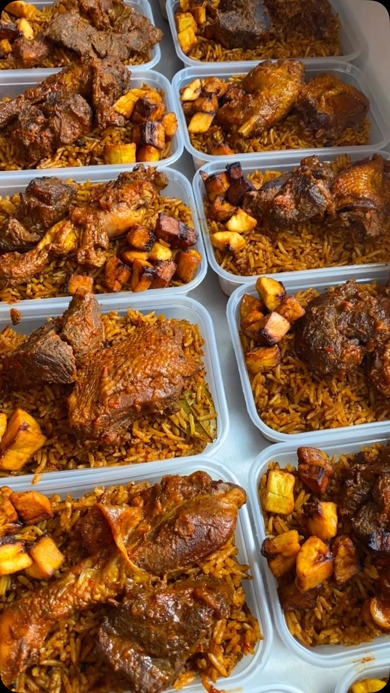 Easter Feast Vibes!
We went all out with this large order of our signature Jollof rice, paired with juicy chicken, tender beef, and golden fried plantain—made fresh for a special Easter celebration!
Planning a party, wedding, or special event? Let us handle the flavor while you enjoy the celebration!
DM us to order or click the link in bio.
Don’t forget to like, share, and follow for more delicious goodness!
#JollofGoals #EventCatering #FoodieNaija #EasterFeast #PartyVibes #SupportSmallBusiness #JollofWithLove