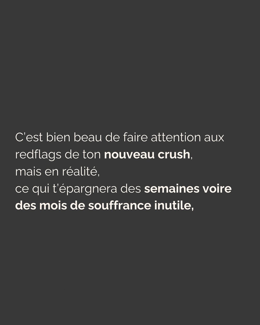 Ce biais de vouloir voir le meilleur de chaque être humain est noble, mais quand on souffre de dépendance affective, il peut avoir des conséquences dramatiques.
Parce que c’est comme ça qu’on tombe sous l’emprise de personnes malveillantes dont on a essayé désespérément de voir “le bon fond”.
Ce truc de dire “Oui, ok, il a des défauts, mais au fond c’est quelqu’un de bien”, bah non. Ça n’existe pas.
Personne ne se comporte comme un sanglier (pardon pour eux 🐗) en surface mais est une belle personne au fond.
Tout ça n’est pas une question de bon fond. C’est une question de choix.
Qu’est-ce que je fais de mes traumas ?
J’en fais payer le prix fort à toutes les personnes qui croisent mon chemin et qui ne demandent qu’à m’aimer ?
Ou je décide que les gens que j’aime et qui sont là pour moi n’ont pas à en subir les conséquences, et je me fais aider pour assainir tout ça ?
Arrête de te mentir à toi-même sur qui est cette personne. Tu gagneras un temps précieux et une énergie considérable.
Même si tu en doutes encore, sache que c’est pourtant le chemin le plus court et le moins douloureux pour vivre cette belle histoire d’amour à laquelle tu aspires tant.
——————————————————————
Je suis Emilie, thérapeute & coach diplômée spécialisée dans la dépendance affective et les troubles émotionnels.
J’aide les femmes qui souffrent de schémas toxiques répétitifs à aimer sereinement et librement, sans plus jamais s’oublier.
Je les accompagne pour qu’elles puissent passer de la théorie à la pratique. Avoir des prises de conscience c’est bien, voir des changements concrets dans sa vie, c’est mieux.
Passons 30 min ensemble pour apprendre à nous connaître ! Rdv dans mon lien en bio ou sur mon site : Emilie-leduc.com pour accéder à mon agenda
Lancement d’une nouvelle offre :
Assistance & Coaching Illimités ! Rdv en mp pour en savoir plus ;)
#dependanceaffective#manipulation#relationtoxique#addiction#dependance#peurs#blessuredabandon#rupture#couple#hypersensibilité #emotions #gestionemotions #hypersensibles #abandon #perversnarcissique #depression #blessuredelame #selflove #amourdesoi #tinder#date#rencontre #angoisse#solitude #lovecoach #pn #devperso #amourdesoi
