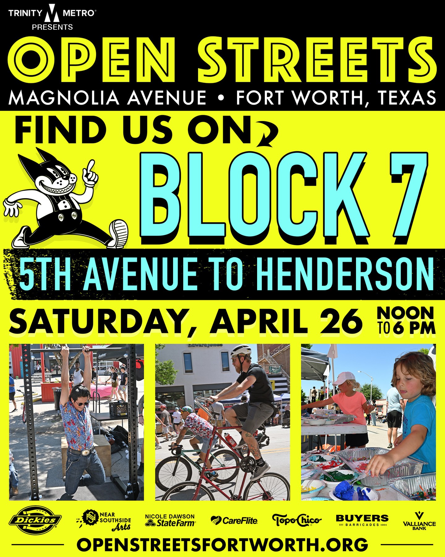 Ride, roll, or stroll down to Block 7 on Magnolia Avenue to visit Community Design Fort Worth this Saturday!
Open Streets is a day-long opportunity to use one of Fort Worth's major urban hangouts as a big community playground. Magnolia Avenue will be closed to motorized vehicles for walking, biking, skating, and so many other activities.
We'll be set up near @steerfw and @trinitymetrobikes - come say hello!
#communitydesignfortworth #openstreetsfortworth #nearsouthsidefw #sharetheroad #magnoliaavenue