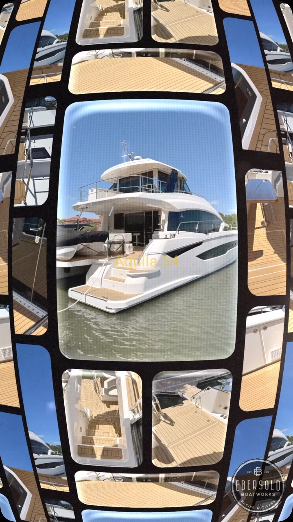 Aquila 54 gets a new Flexiteek deck. #ebersoldboatworks #aquilayachts #yachtlife #yachtdecking